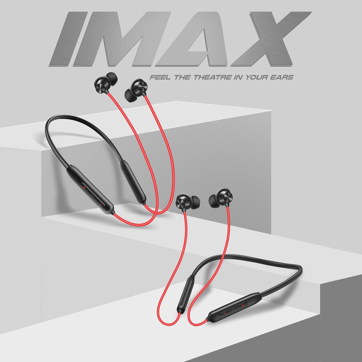 SIGNATIZE Bluetooth Earphone in Ear Wireless Neckband, with Mic,Up to 65 Hours Playtime, Magnetic Earbuds, Lightweight v5.3 Bluetooth Headset for Running, Gyming & Travelling (Red)