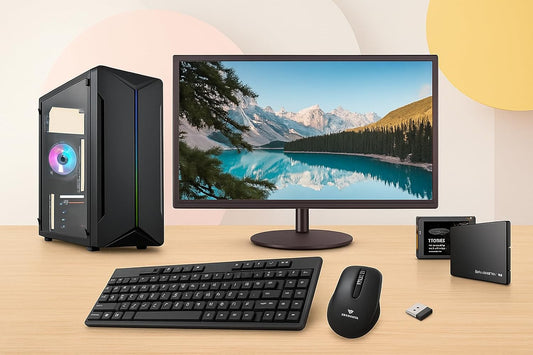 POWERDESK Desktop Computer Set, i7 4th Gen, 16 GB RAM, 256 GB SSD, 1 TB HDD, 22" HD LED Monitor,hmk Keyboard & Mouse, WiFi, Windows 10 Pro, MS Office (16-256-1TB)