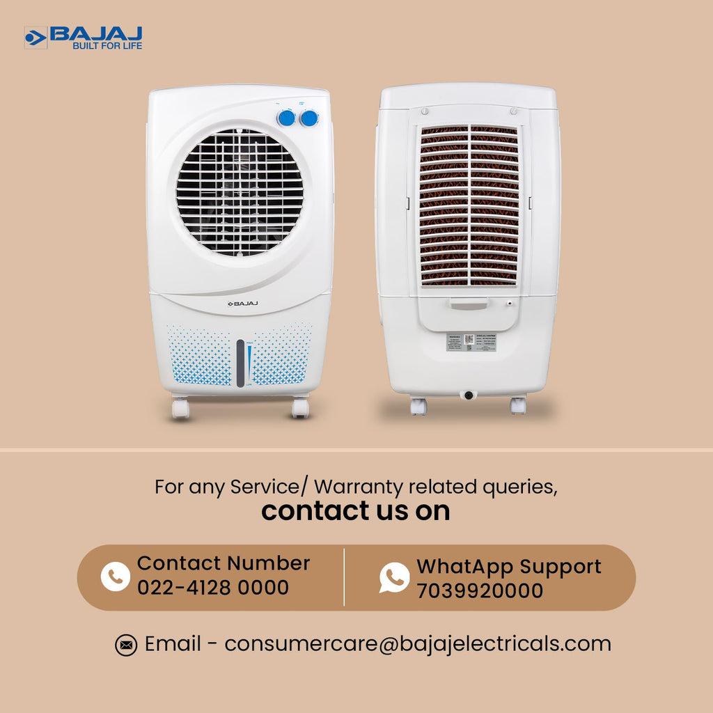 Bajaj PX97 Torque New 36L Personal Air Cooler For Home | High Speed Fan | 30Ft Powerful Air Throw | Inverter Compatible | Cooler For Room | 3 Yrs (1 Yr Standard + 2 Yrs Extended) Warranty【White】