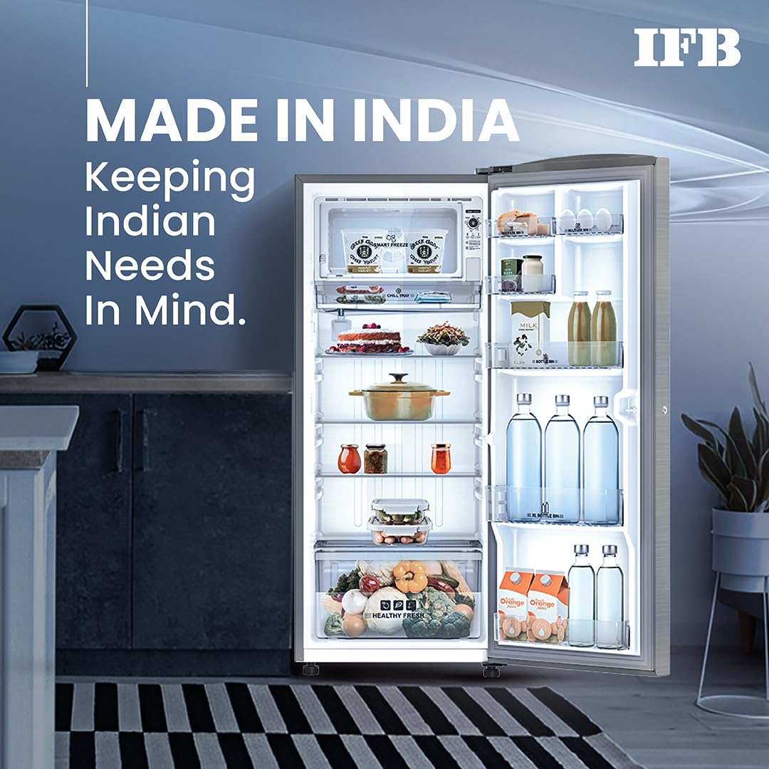 IFB 206L 5 Star Direct Cool Single Door Refrigerator (IFBDC-2325DBSE, Brush Grey, Advanced Inverter Compressor, Extraordinary Storage with Humidity Controller)