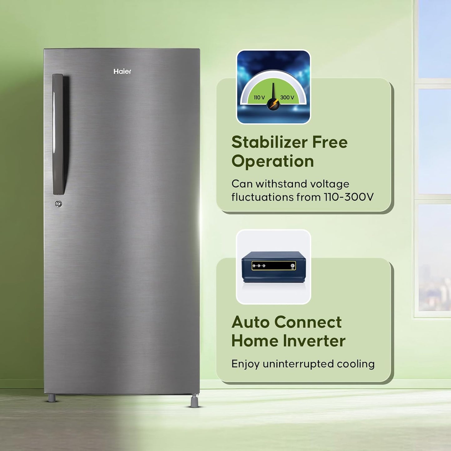 Haier 190 L, 4 Star, Direct Cool Single Door Refrigerator (HED-204DS-P, Dazzle Steel)
