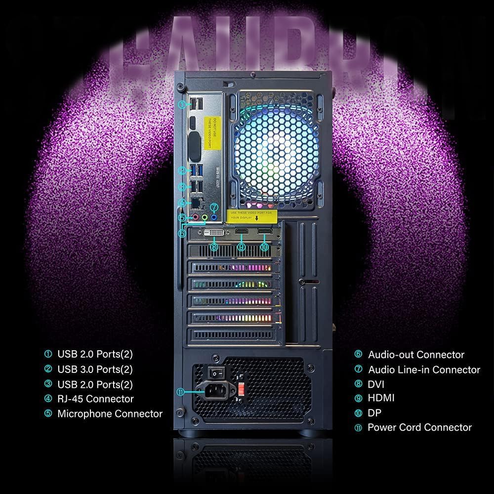 CHIST Gaming Tower PC AMD Radeon Graphics Windows AMD Ryzen 5 5600GT/ 16GB DDR4 Ram 1TB NVMe SSD/ 650 PSU (Black)