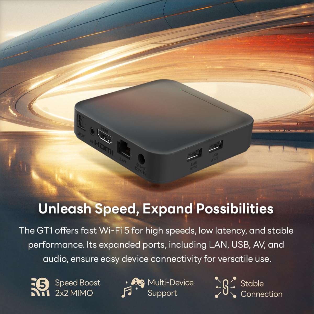 ElectroniksIndia GT1 GTV Android 12 Certified Mini PC : Realtek RTD1325, 2GB DDR4, 32GB eMMC, WiFi 6, Dolby Atmos, 4K HDR, Ai-Powered Visuals