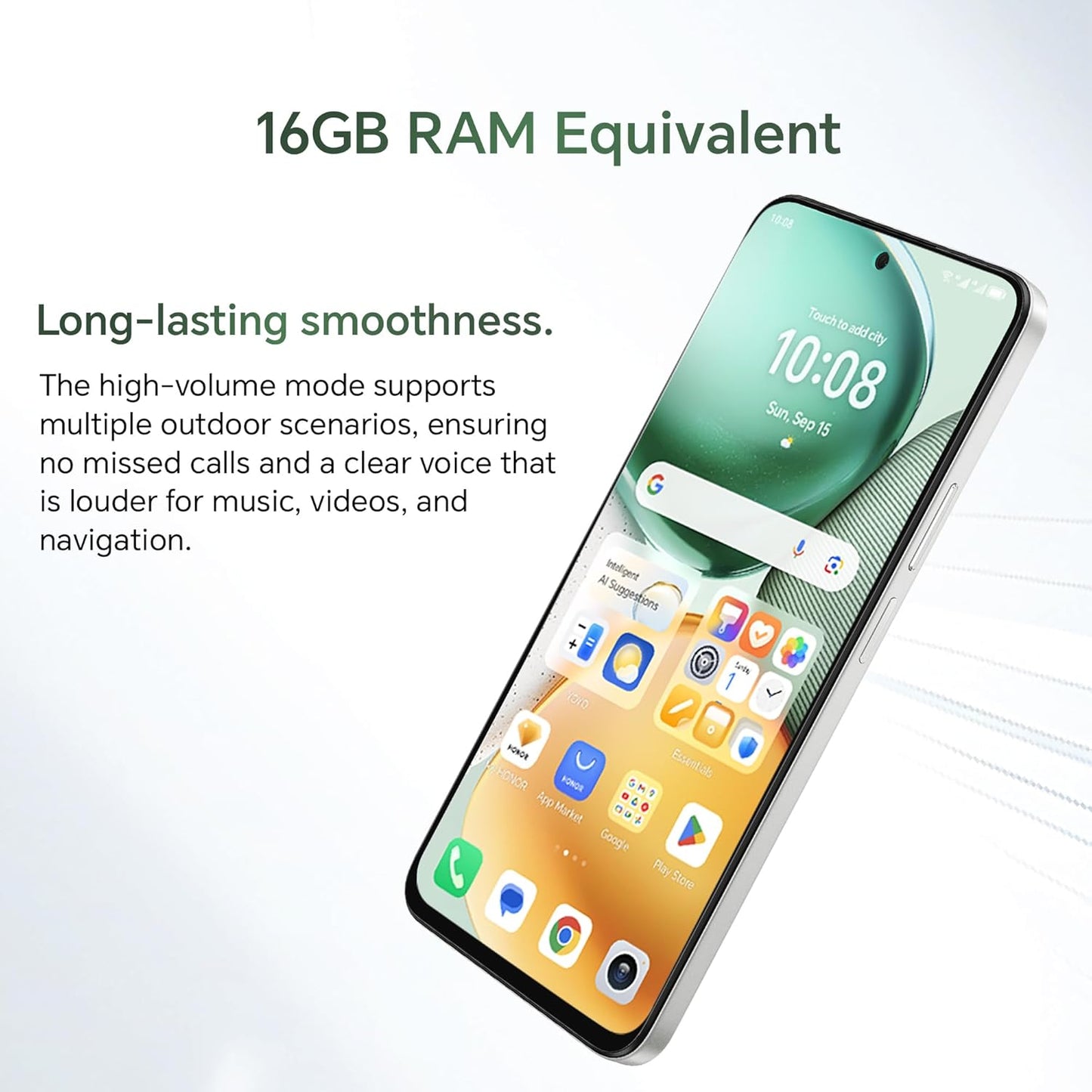 Honor X7c 5G Dual SIM | 16GB (8+8) RAM, 256GB Storage | 50MP AI Camera | 5 Star SGS Certified | IP64 Standards | 120Hz Refresh Rate | 5200mAh Battery | (Moonlight White)