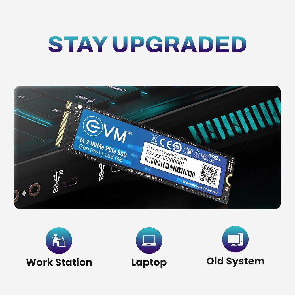 EVM M.2 NVMe Internal SSD (2280) - 2000MB/s Read - PCIe Interface Gen 3x4-4X Faster Than SATA SSD- 5 Year Warranty, (EVMNV/256GB)