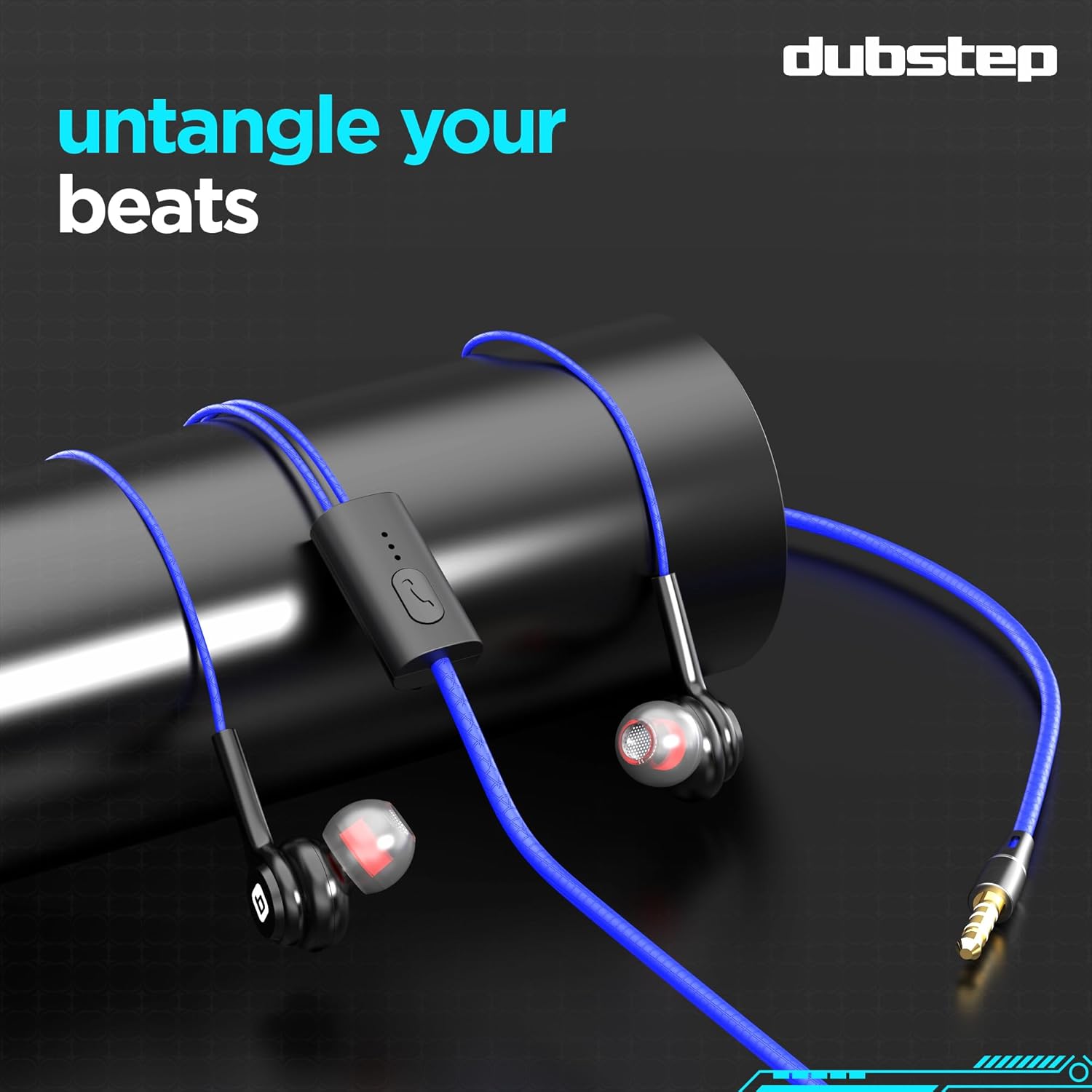 Dubstep Squad M9| X-Bass Technology| 10mm Dynamic Drivers| Mobile/Laptop Compatible|3.5 mm Audio Jack| in-Ear Wired Headphones with Mic- Black & Blue