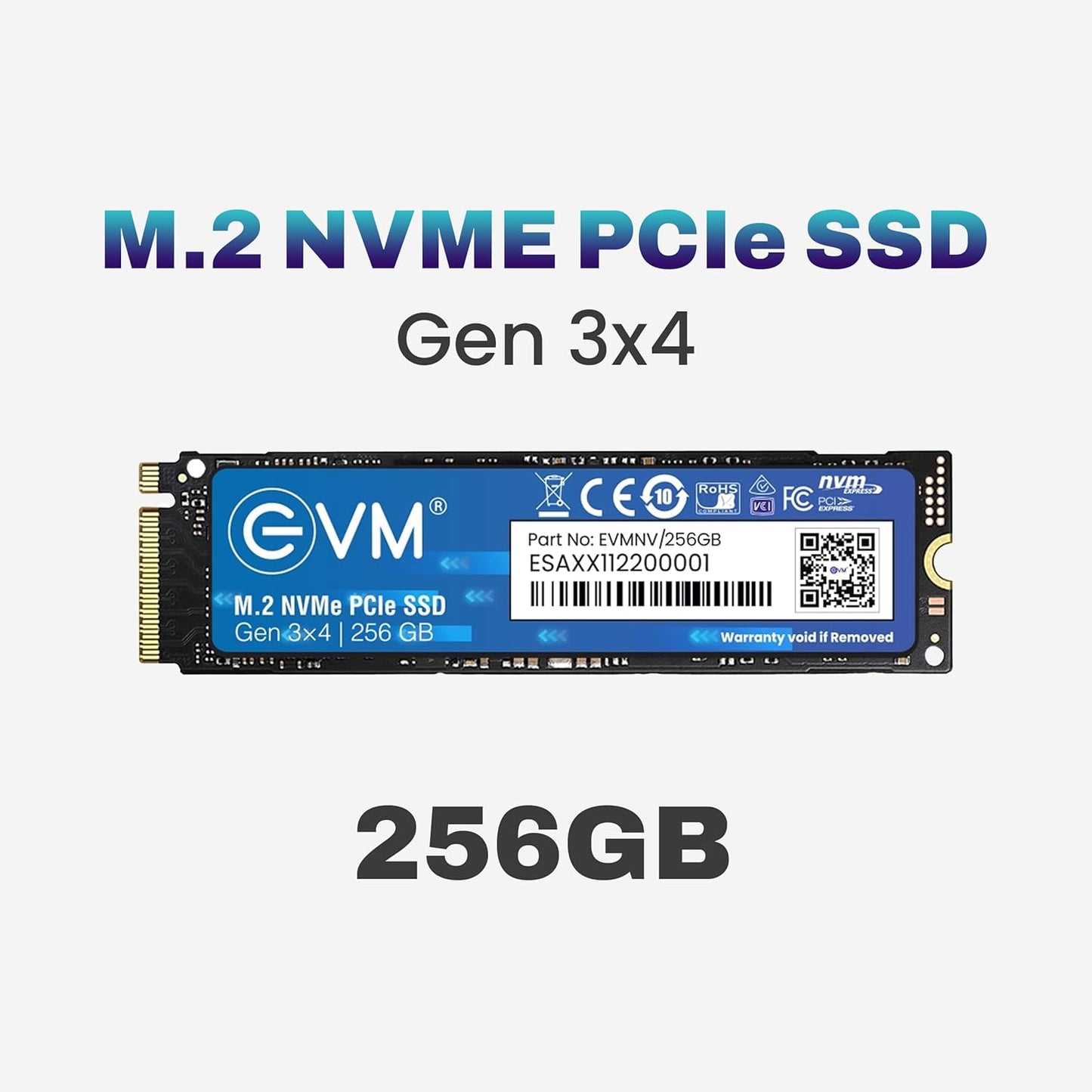 EVM M.2 NVMe Internal SSD (2280) - 2000MB/s Read - PCIe Interface Gen 3x4-4X Faster Than SATA SSD- 5 Year Warranty, (EVMNV/256GB)