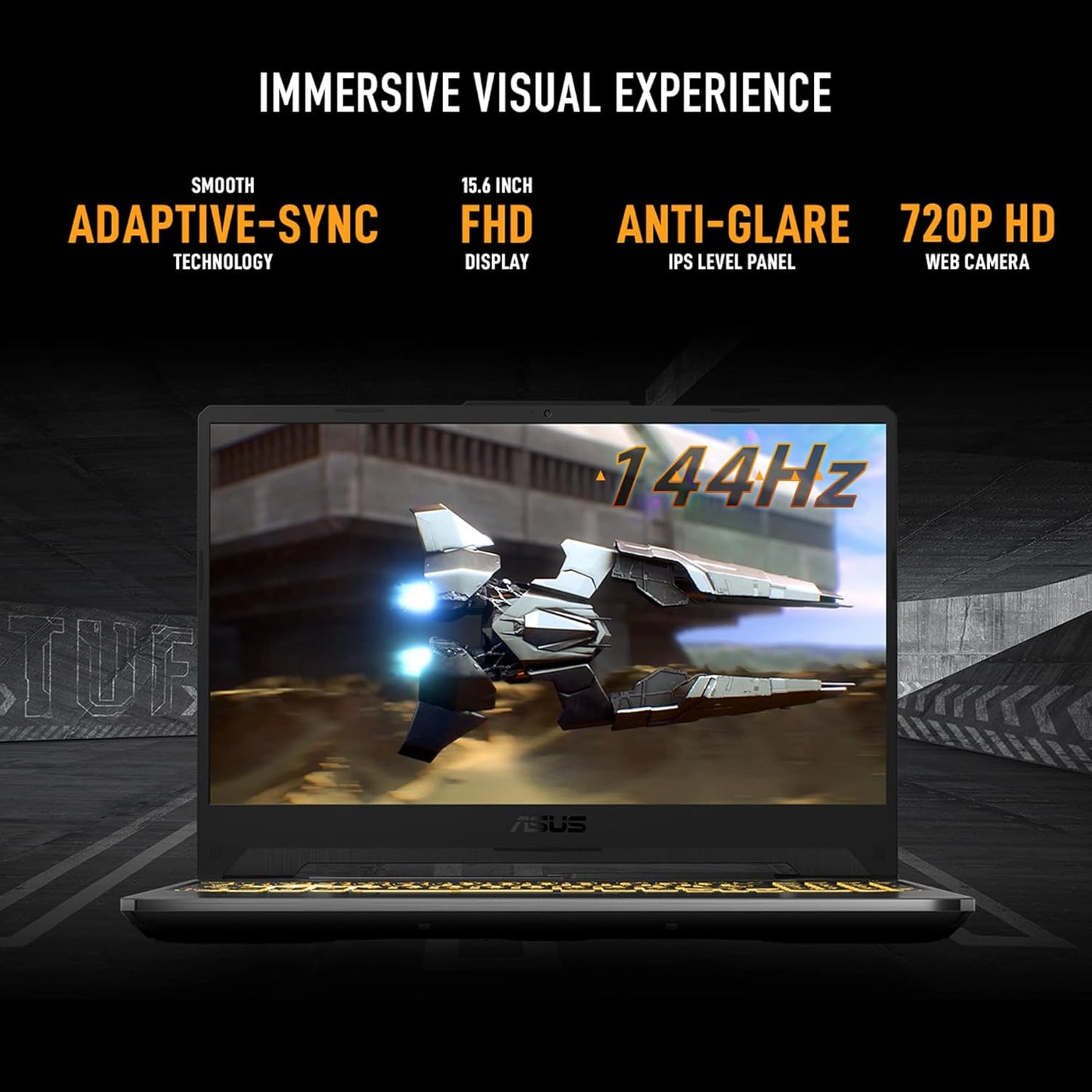 ASUS TUF Gaming A15, AMD Ryzen 7 7435HS Gaming Laptop(NVIDIA RTX 3050-4GB/60W TGP/16GB RAM/512GB SSD/FHD/15.6"/144Hz/RGB KB/48WHr/Windows 11//Graphite Black/2.30 Kg) FA506NCR-HN054W