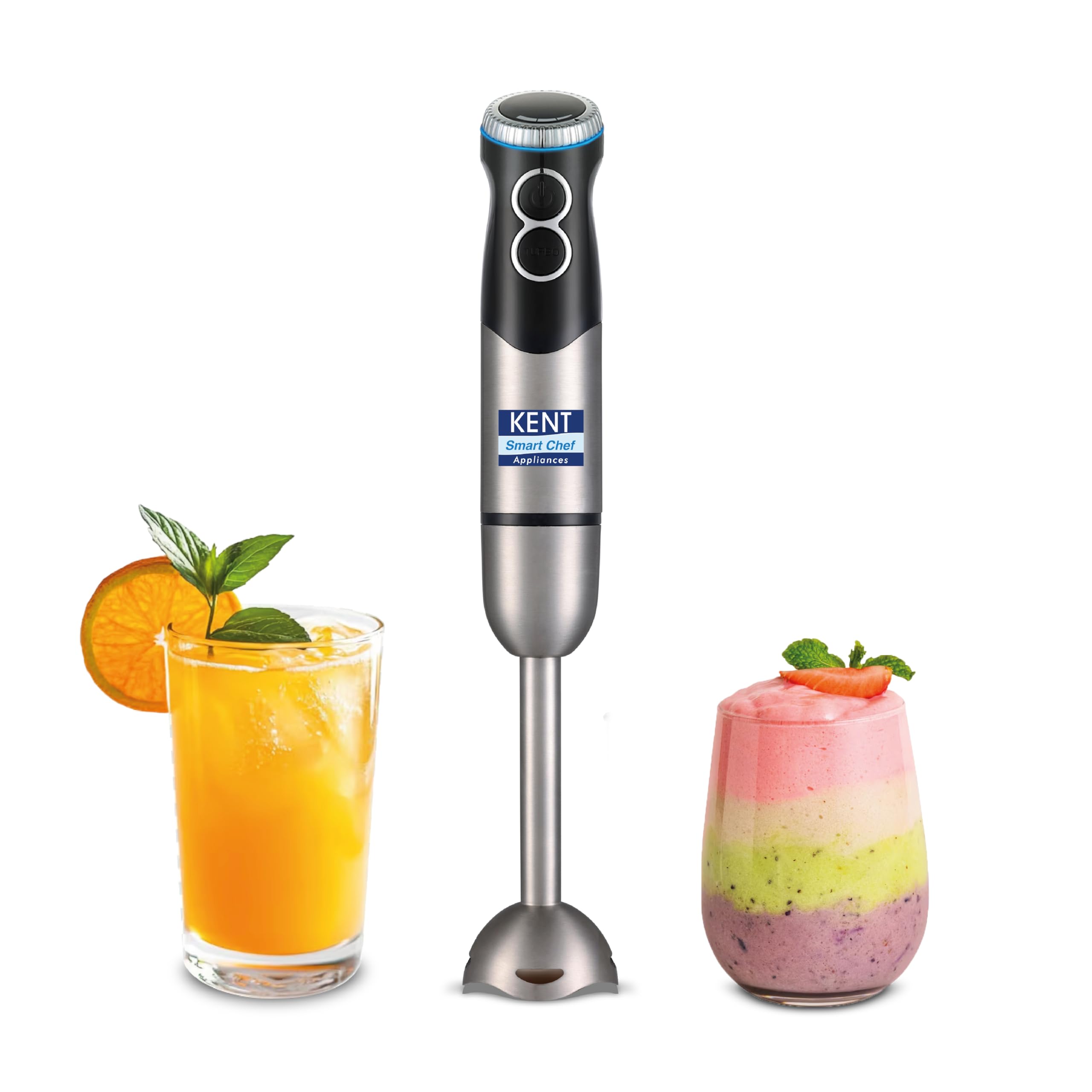 KENT Hand Blender Plus Chopper 450 W | Variable Speed Control | Turbo Switch for Fast Blending & Chopping | Hot & Cold Blending | Low Noise DC Motor | Multiple Attachments Chopper, Whisker & Jar