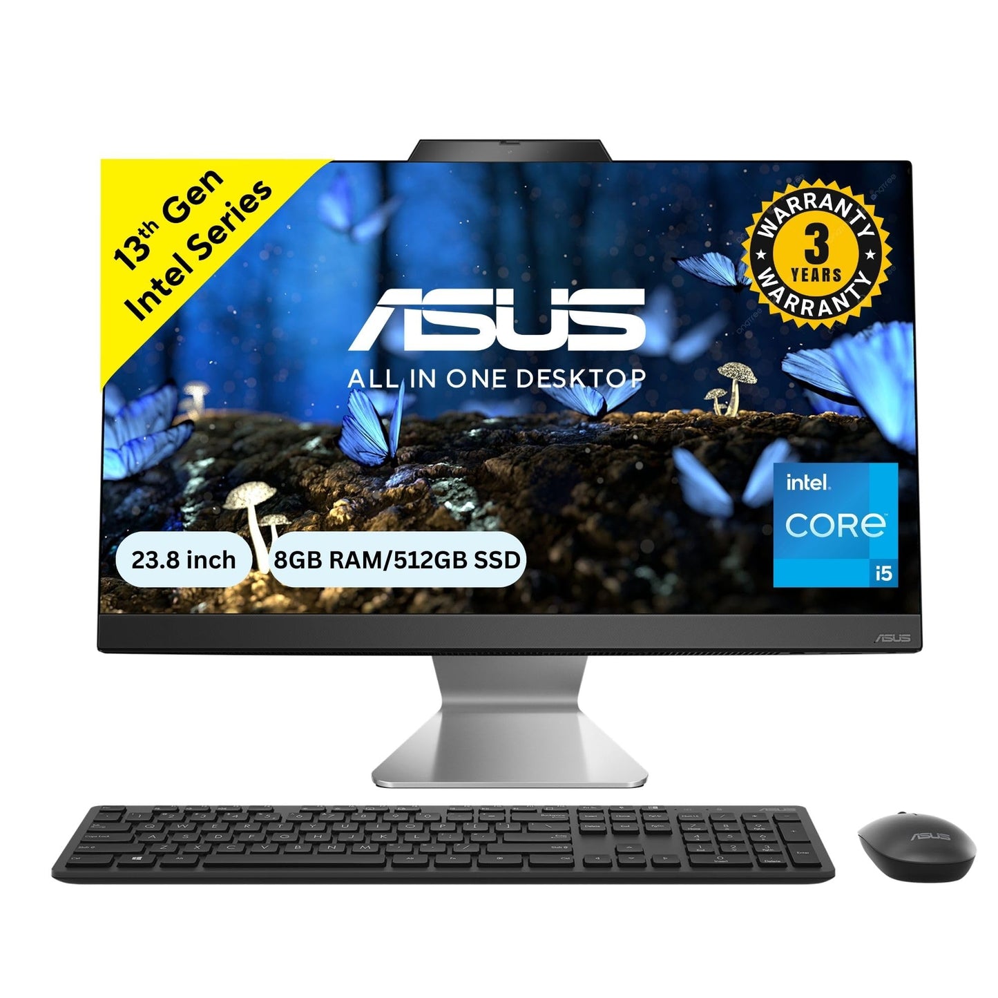 ASUS A3402, 23.8" FHD, 13th Gen, Intel Core i5-1335U, All-in-One PC (16GB RAM/1TB SSD/Windows 11/Office 2021/White/5.4 Kg),with Wireless White Keyboard & Mouse, 3 Years Warranty, A3402WVA-WPC005WS