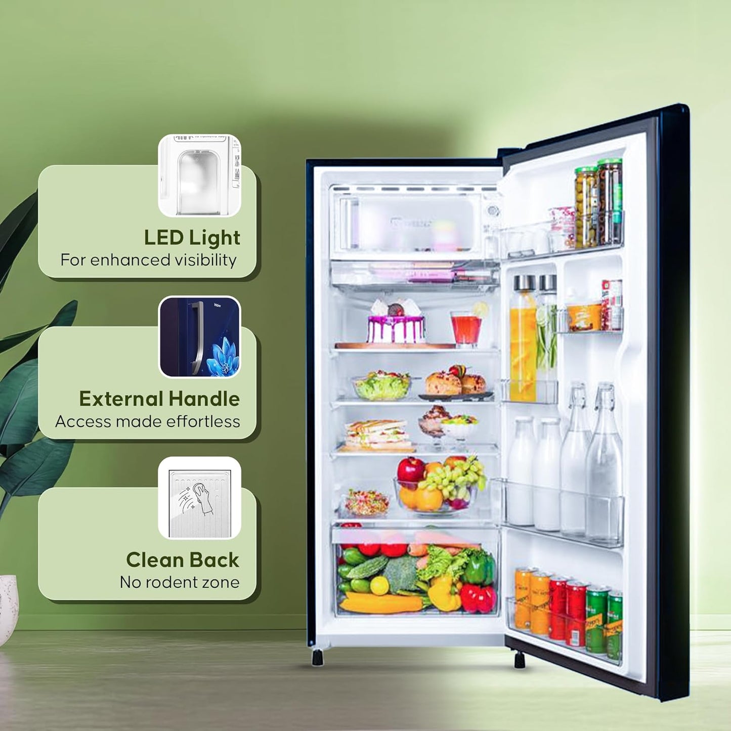 Haier 190 L, 5 Star, Direct-Cool Single Door Refrigerator (HED-205MF, Marine Peony)