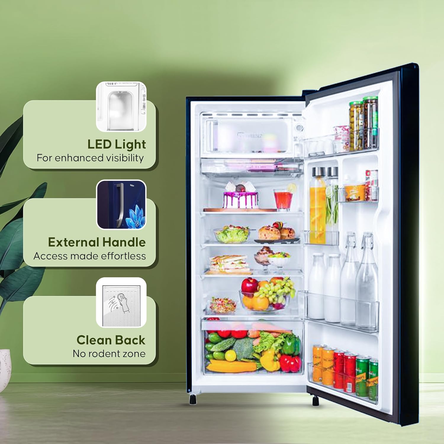 Haier 190 L, 5 Star, Direct-Cool Single Door Refrigerator (HED-205MF, Marine Peony)