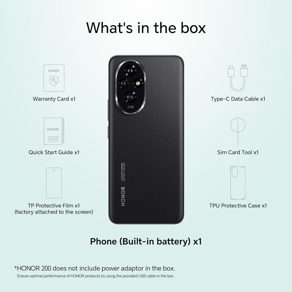 HONOR 200 5G (8GB+256GB, Black) – 50MP+50MP+12MP Triple Camera with Dual OIS | 50MP Selfie | Quad-Curved AMOLED Display | AI-Powered MagicOS 9.0 | Without Charger