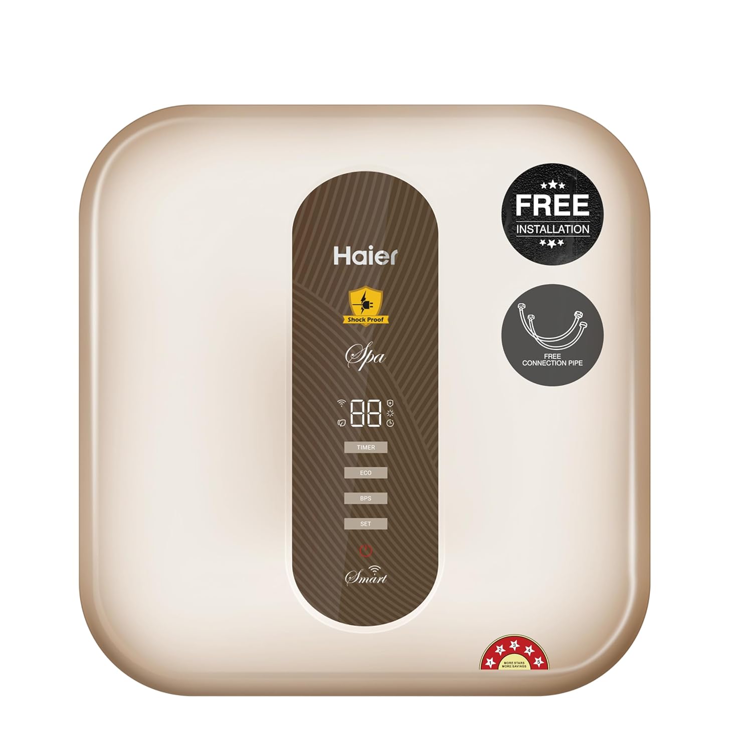 Haier SD WIFI Water Geyser 15 Ltr 5 Star Rating Water Heater 15 Litre with Pipe| Free Installation| Shock Proof| BPS| Haier Smart APP| 7-Yr Tank Warranty| 11 Safety Levels