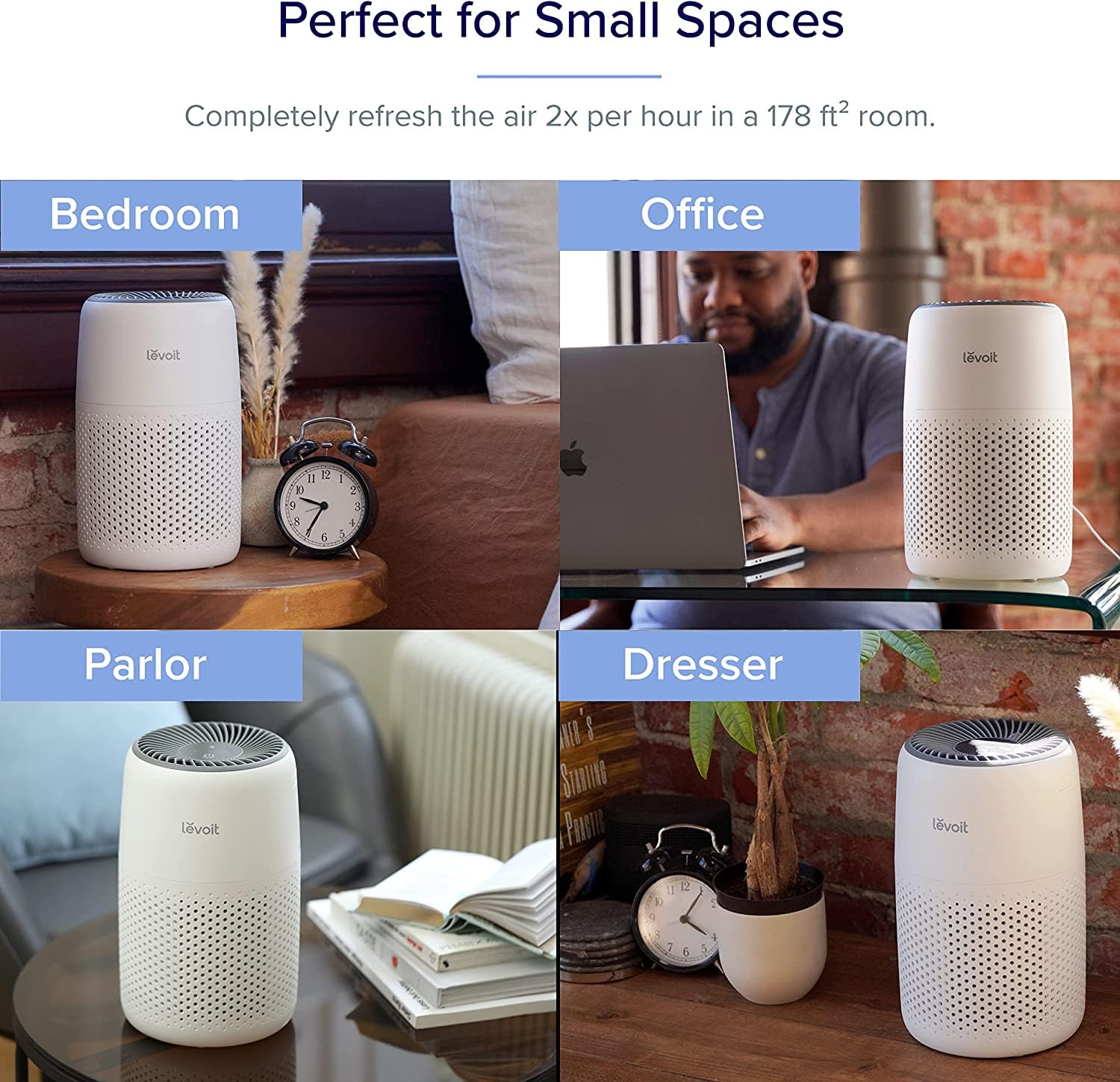 LEVOIT Core Mini Air Purifier For Coverage Area 183 Sq Ft, H13 Truehepa Filter, Remove 99.97% Dust, Smoke, & Pollen, With Fragrance Sponge, (2 Years Warranty), White