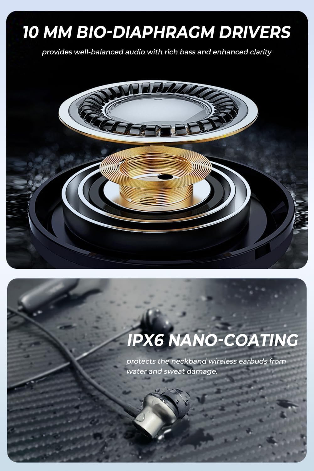 Bouncefit Bluetooth Wireless Mangentic On/Off Neckband, 40 Hours Continuous Playback Battery, Fast Charge, IPX7, Low Latency, Active Noise Cancellation, Earbuds with Mic Earphones (Red)