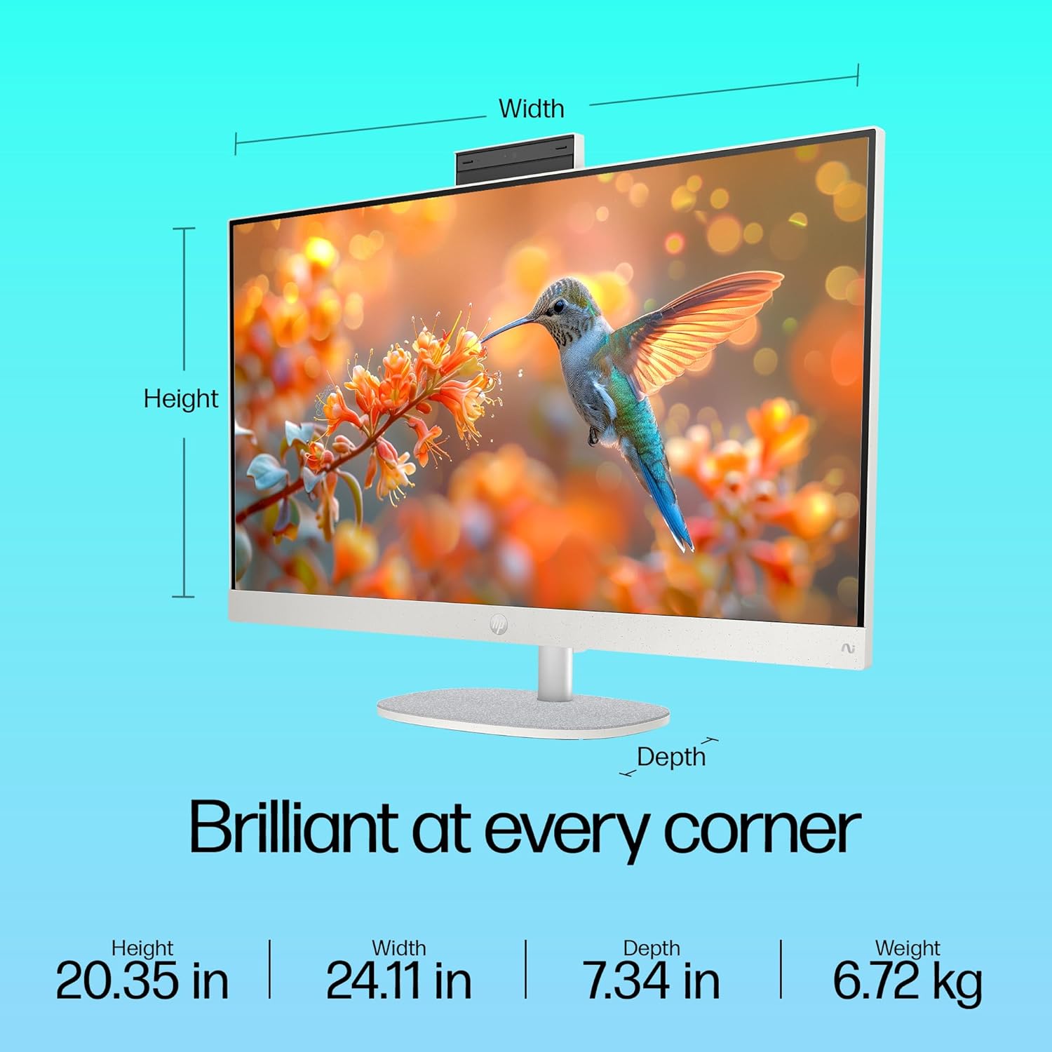 HP Next Gen AI AIO, AMD Ryzen AI 7 350, 50 Tops,(16GB DDR5,1TB SSD) IPS, 300 nits, Anti-Glare, 27inch(68.6cm) FHD, Win 11, Office24, Shell White, 11.9kg, FHD Camera w/Privacy shuttter, 27-ct2073in