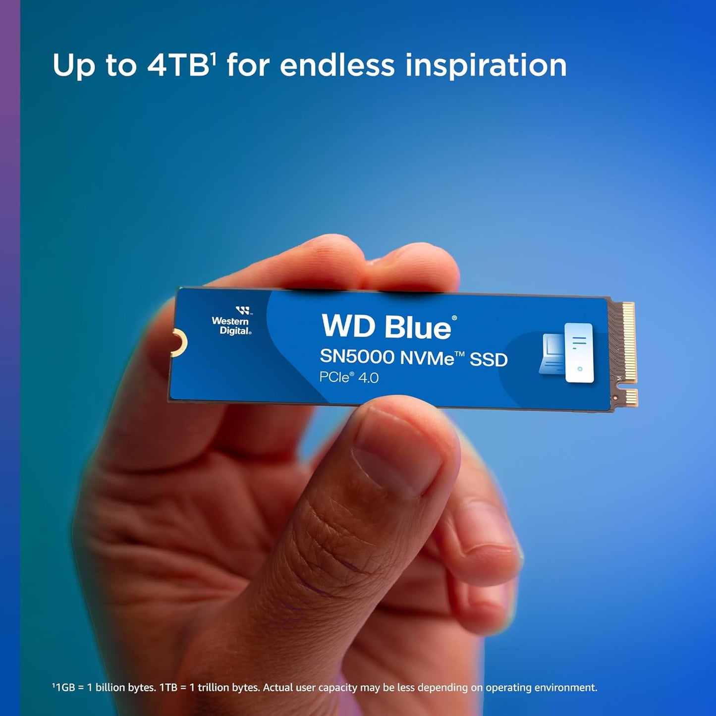 Western Digital WD Blue SN5000 NVMe 1TB, Upto 5150MB/s R, 4900MB/s W, 5Y Warranty, PCIe Gen 4 NVMe M.2 (2280), Gaming Storage, Internal Solid State Drive (SSD) (WDS100T4B0E)