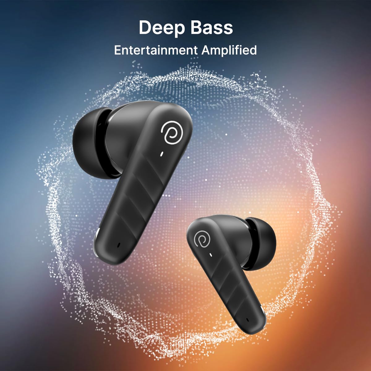 pTron Bassbuds Spark in-Ear TWS Earbuds with Stereo Sound, 40Hrs Playtime, Stereo Calls, Bluetooth V5.3 Headphones with Quick Pairing, Touch Control, Voice Assistant, Type C Charging & IPX5 (Black)
