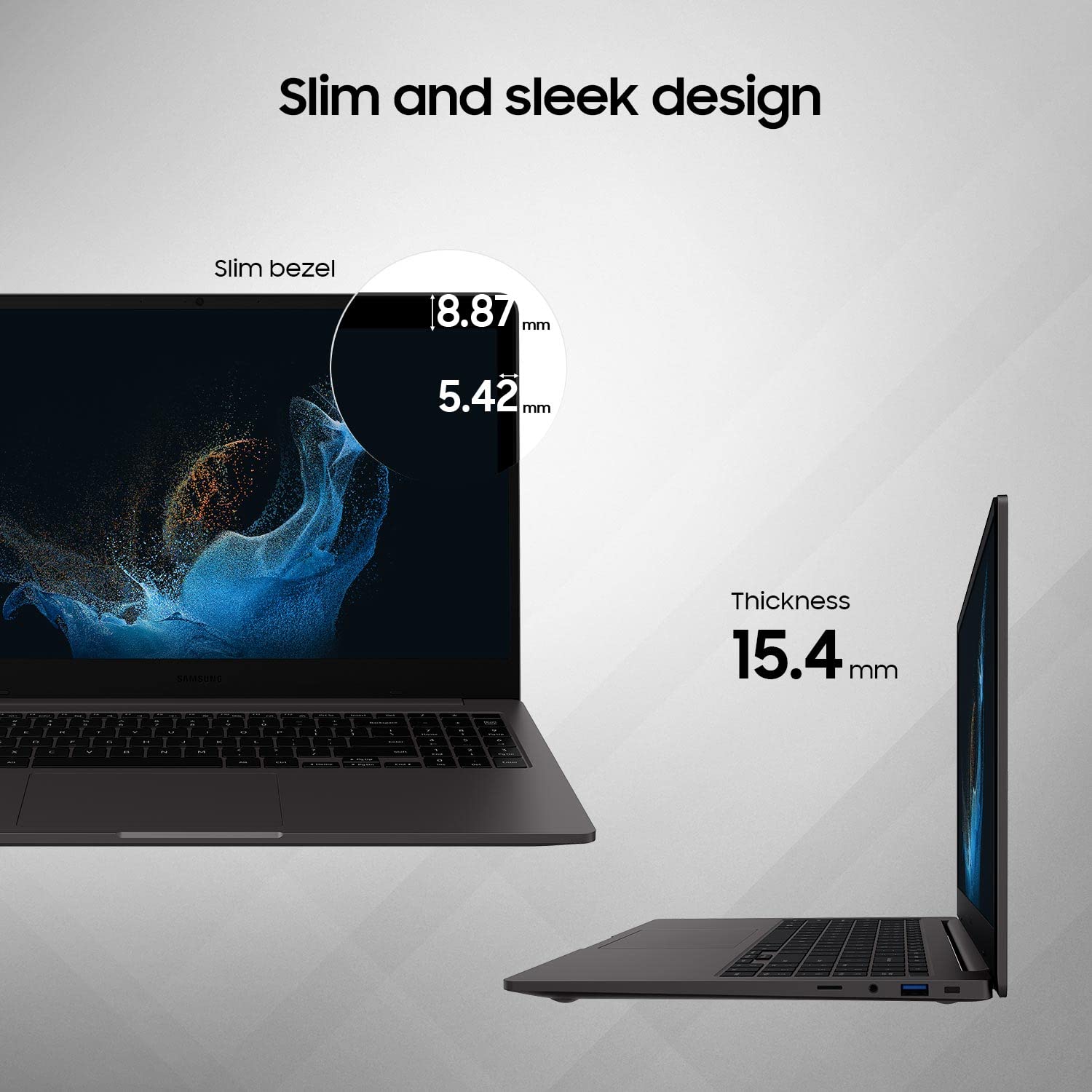 Samsung Galaxy Book2 Intel 12th Gen core i5 39.6cm (15.6") FHD LED Thin & Light Laptop (8 GB/256 GB SSD/Windows 11/MS Office/Backlit Keyboard/Finger Print Reader/Graphite/1.57Kg), NP750XED-KB1IN