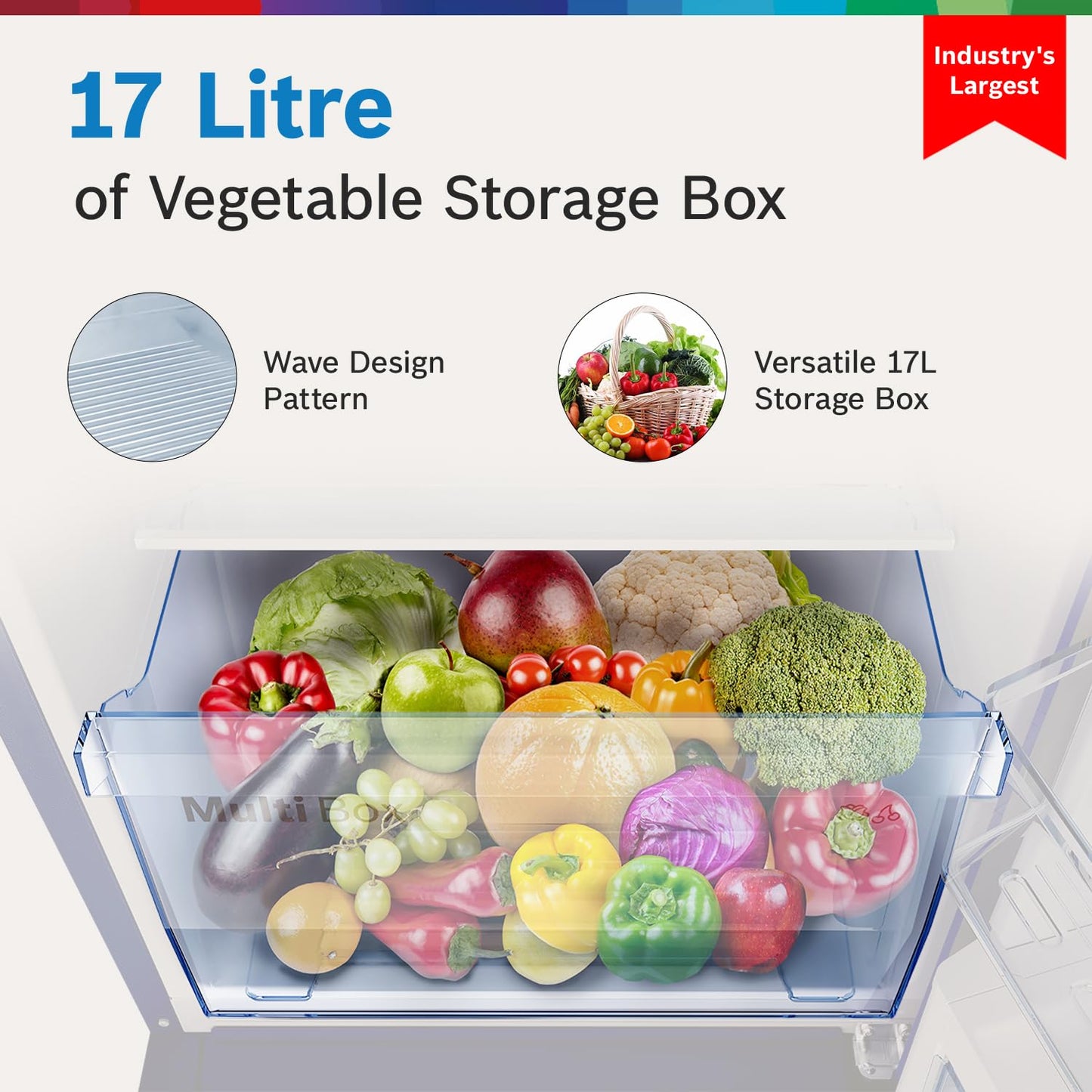 Bosch 187L, 4 Star, Single Door Refrigerator with Industry's largest base drawer, vegetable box* & Beverage space (CST18B34PI, Feather blue) 18 Hr Cooling Retention, 2.5x Cooling, inverter compressor