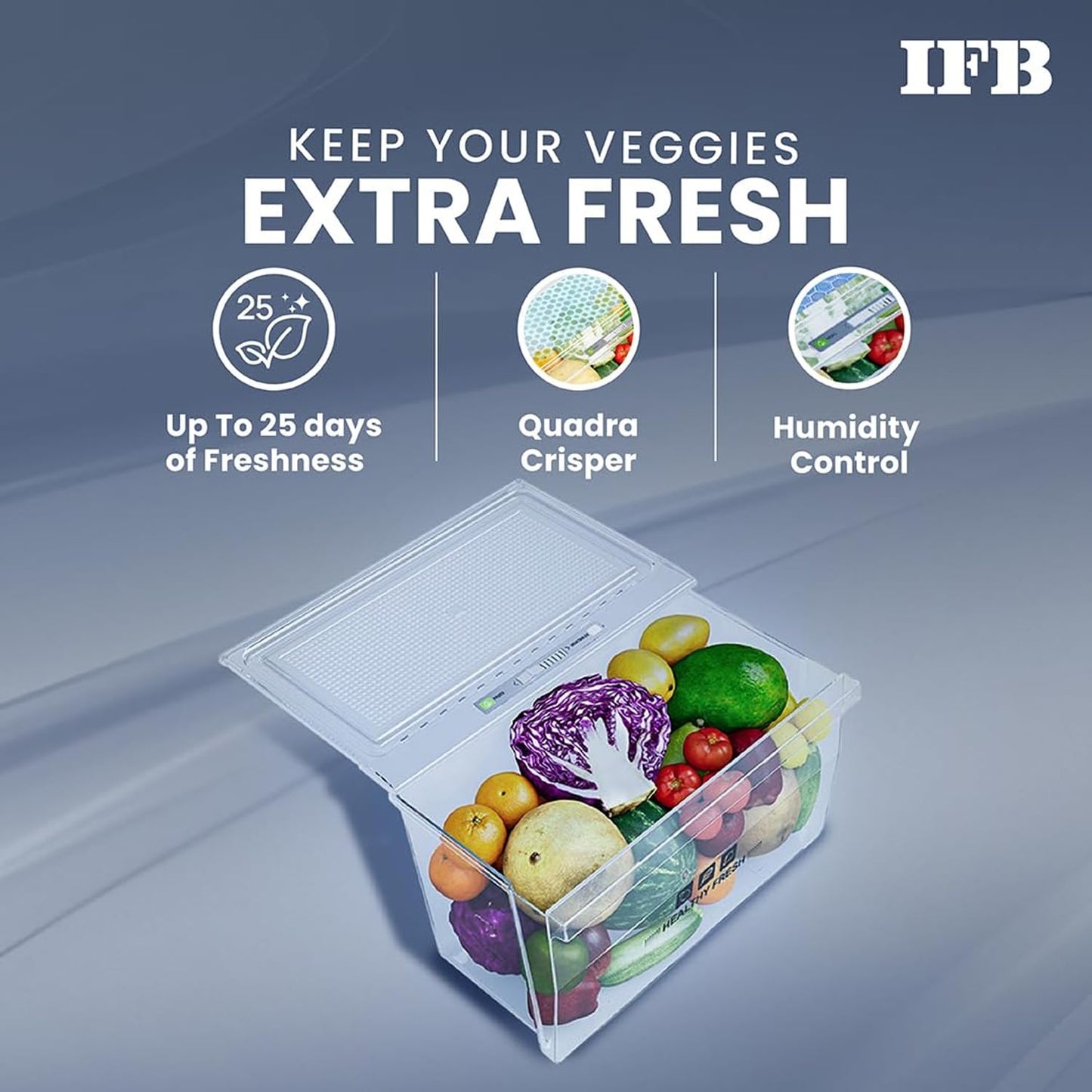 IFB 187L 4 Star Direct Cool Advanced Inverter Single Door Refrigerator (IFBDC-2134DBNED, Divine Bliss-Blue, Humidity Controller, Extraordinary Space with Base Drawer)