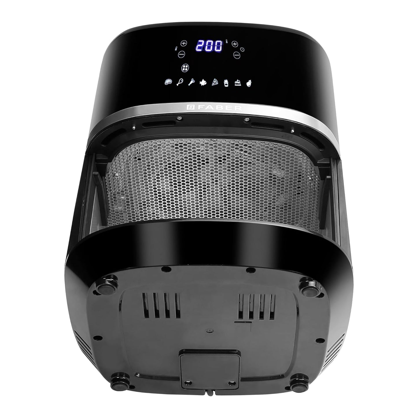 Faber 6L 1500W Digital Air Fryer | Fry, Bake, Roast, Toast, Defrost, Grill & Reheat | 85% Less Oil, 360° Air Cooking | 8-Preset Menu, LED Display & Touch Control, Non-Stick Pan, View Window | (Black)