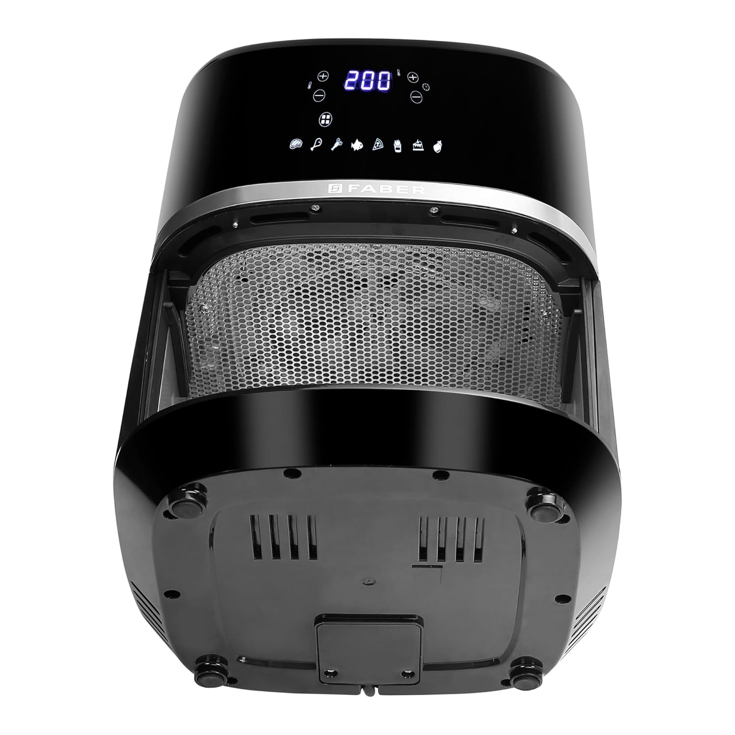 Faber 6L 1500W Digital Air Fryer | Fry, Bake, Roast, Toast, Defrost, Grill & Reheat | 85% Less Oil, 360° Air Cooking | 8-Preset Menu, LED Display & Touch Control, Non-Stick Pan, View Window | (Black)