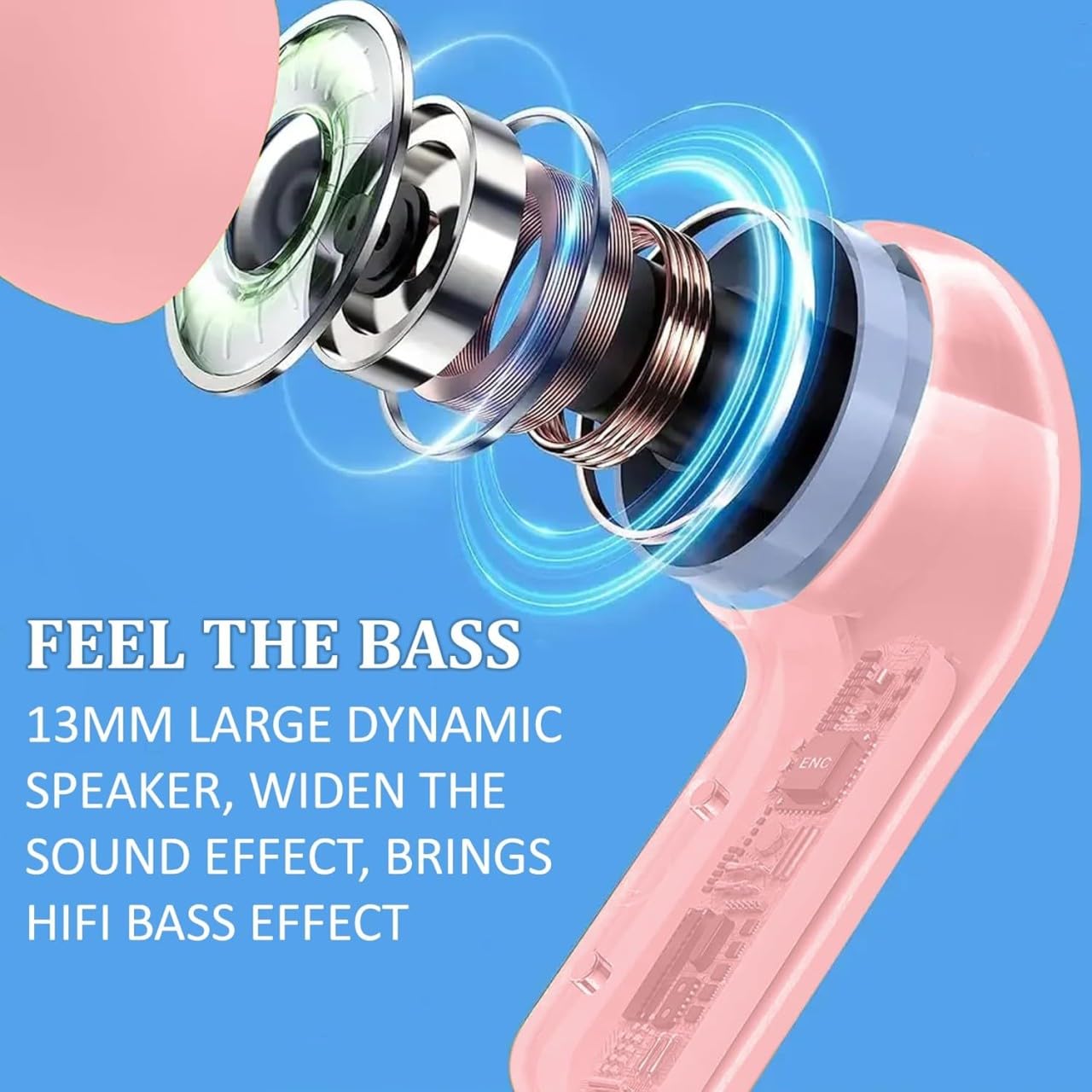 in-Ear Wireless Earbuds, Ultrapods max TWS Bluetooth Earphones with Charging Case and LED Digital Display, Microphone, Works with iPhone Android and Bluetooth Devices (Pink)