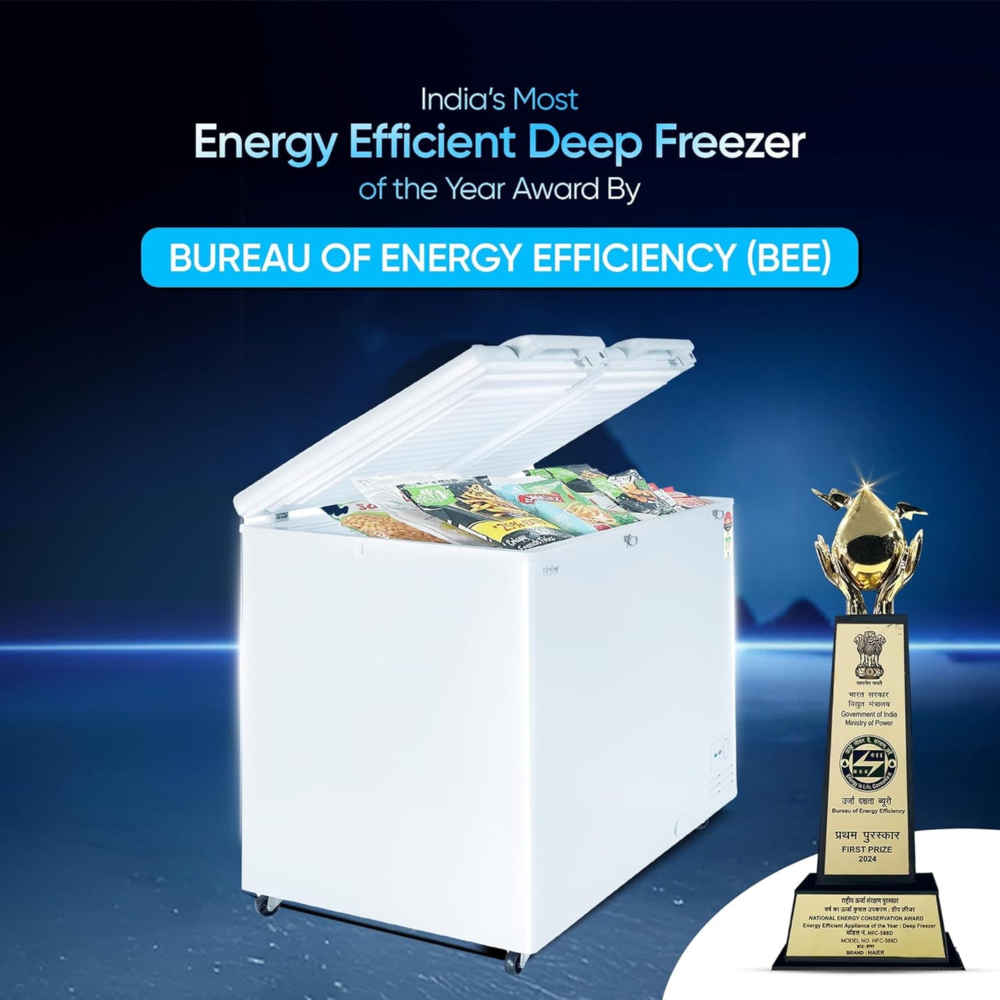 Haier HFC-350DM5, 5 Star Rating Double Door Convertible Deep Freezer, 5 Side Freezing, Dual Condenser, inside metal liner with 4 Years Comprehensive Warranty (White)