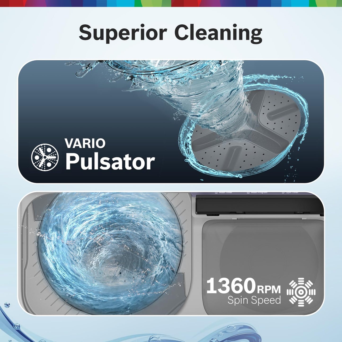 Bosch 8 kg 5 Star Semi-Automatic Top Loading Washing Machine (2025 Model, WJP802L0IN, 3 Wash Programs, Anti-Rust Body, 1300 RPM Spin Speed, Peacock Blue, 5 Years Comprehensive Warranty)