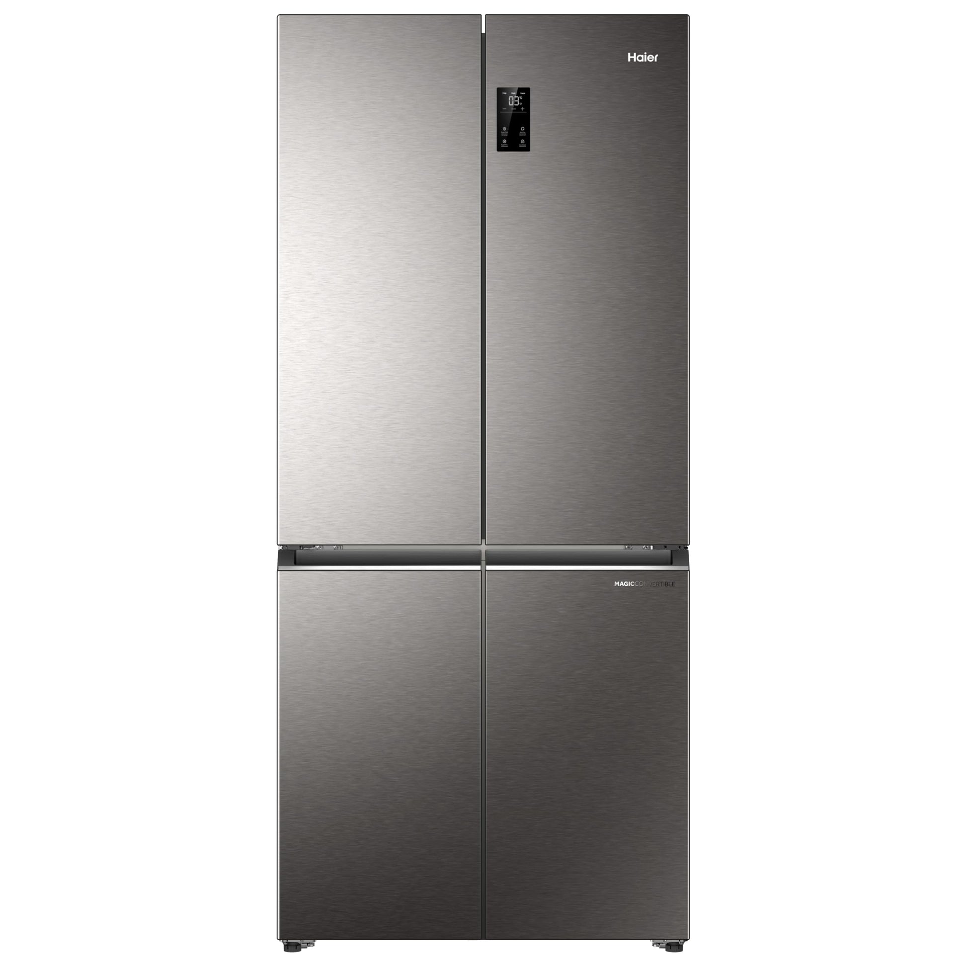 Haier 520L 3 Star Lumiere 4-Door Side by Side Frost Free Refrigerator | Convertible Magic Zone | Inverter | Digital Display Panel | Deo Fresh Technology (2025 Model, HRB-600IS, Inox Steel)