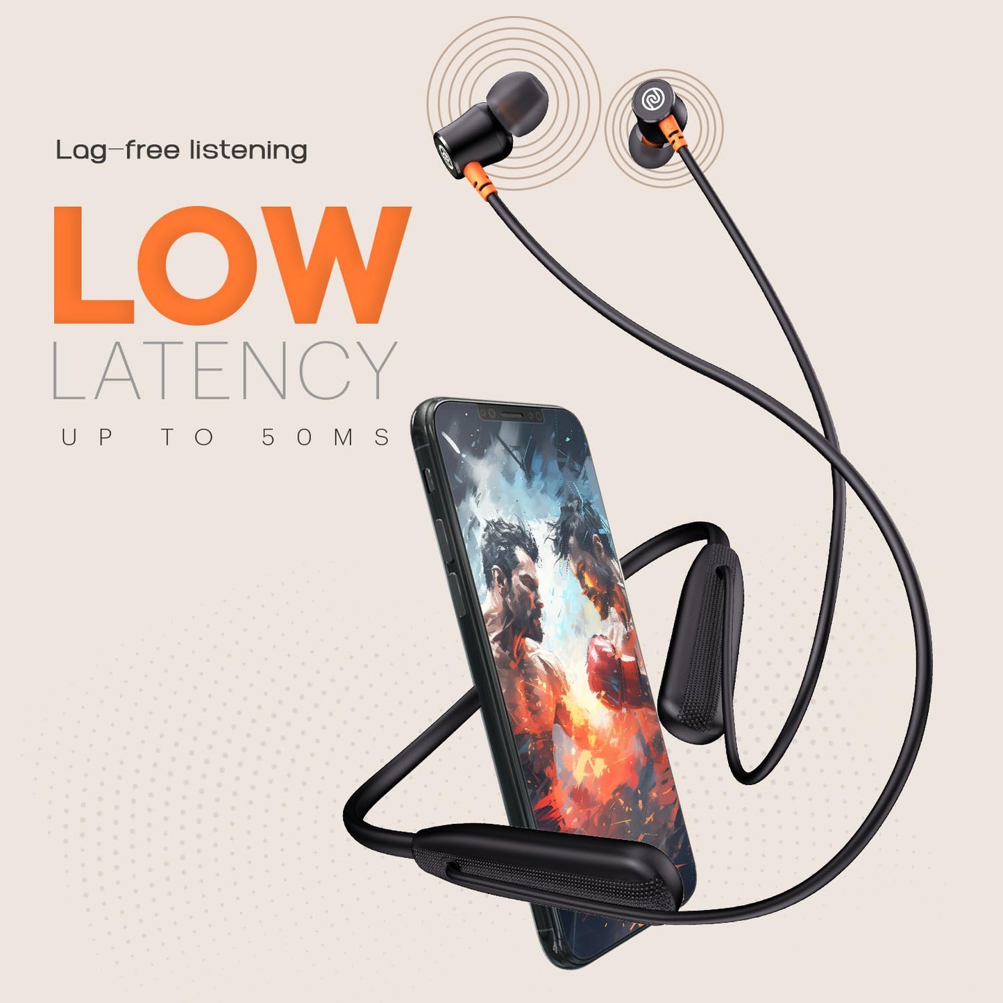 Noise Newly Launched Airwave Bluetooth in Ear Neckband with 50H of Playtime, 3 EQ Modes, ENC for Calling, Low Latency(Upto 50ms), 10mm Driver, BT v5.3(Jet Black)