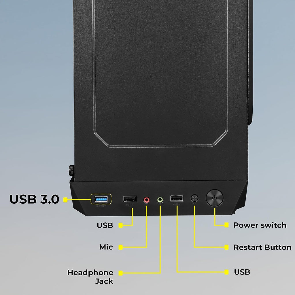 MegaDesk Desktop Computer Set, i5 4400, 16GB RAM, 128GB SSD, 1TB HDD, 19-inch HD LED Monitor, RGB Keyboard Mouse, Sound Bar, Windows 10 (16-128-1TB)