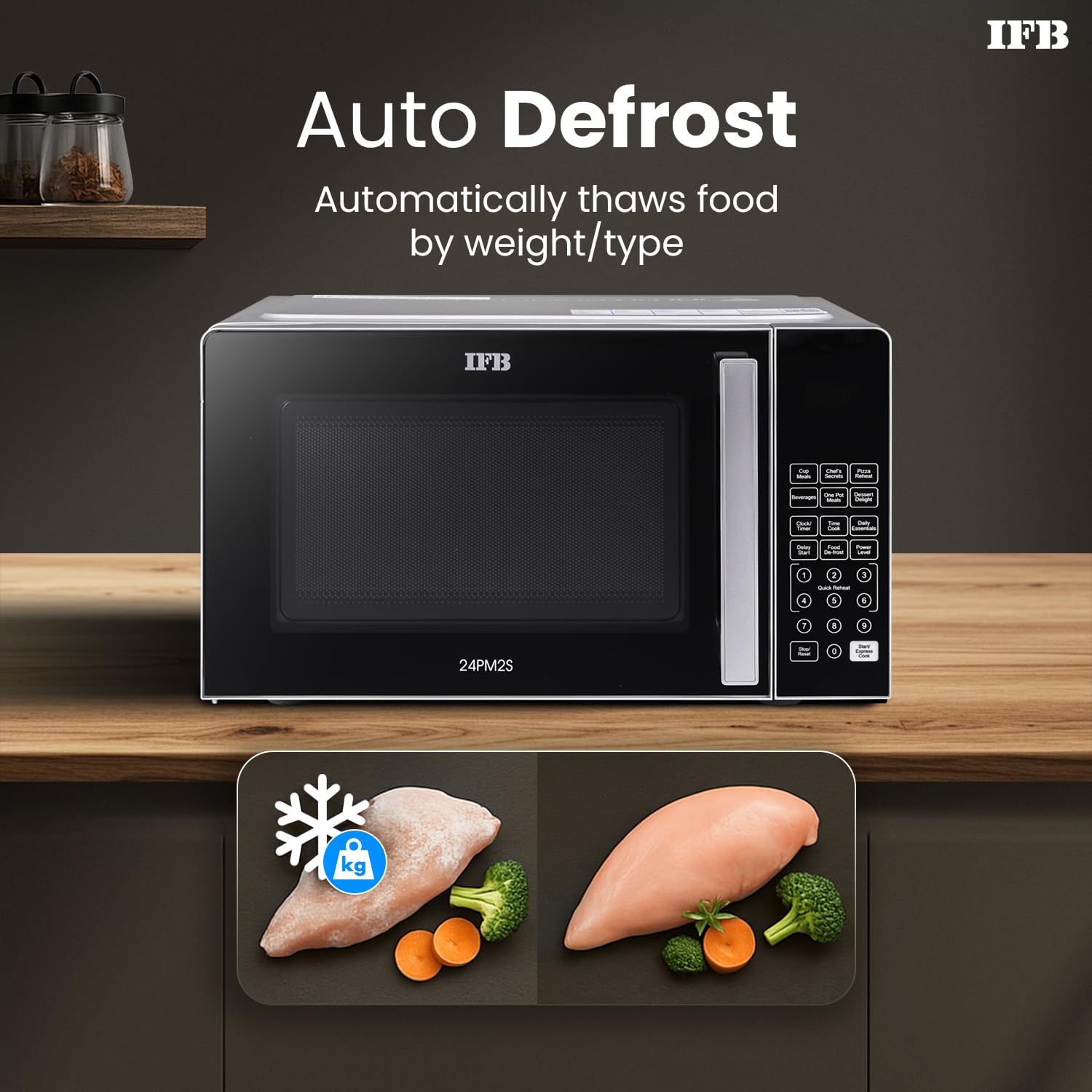 IFB 24L Solo Microwave Oven (24PM2S, Multi Stage Cooking with 69 Indian & Continental Auto Cook Menus, Child-lock Protection, Deodorize function, Delay Start & Power Save, black)