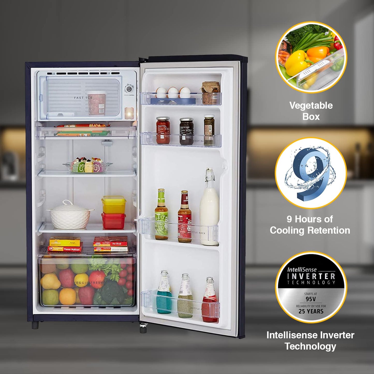 Whirlpool 184 L 3 Star Direct-Cool Single Door Refrigerator (205 WDE PRM 3S SAPPHIRE RADIANCE-Z, 2023 Model)