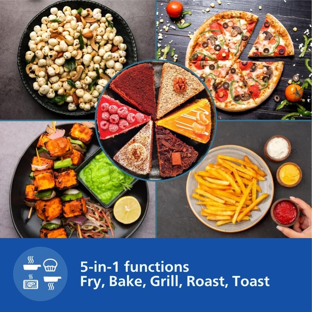 PHILIPS Digital Airfryer with Touch Panel, 4.1L, with RapidAir Technology,with additional 1 Yr Warranty by Philips, 7 Pre-set Menu (HD9252/90)(Black), Large