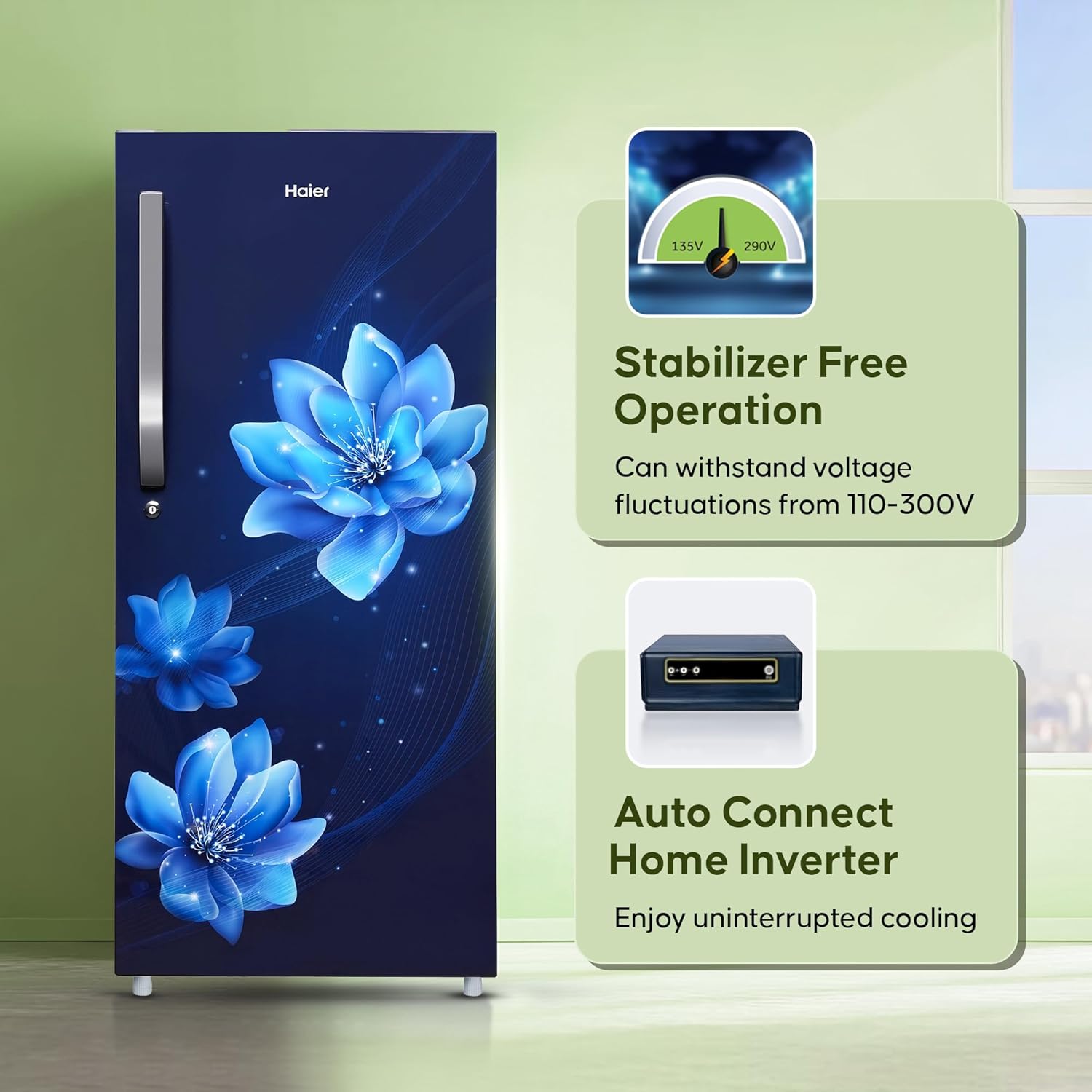 Haier 190 L, 5 Star, Direct-Cool Single Door Refrigerator (HED-205MF, Marine Peony)