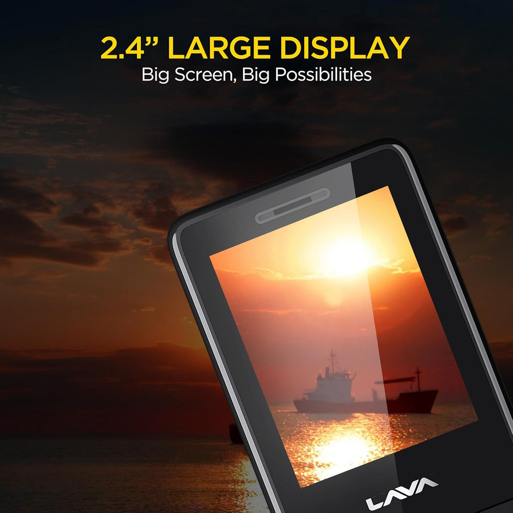 Lava A5 (2025) Dual SIM Keypad Mobile with 2.4'' Big Display | UPI Support, 1200mAh Battery | BOL Feature | Camera | Auto Call Recording | Glass Finish | and 7 Regional Languages - Black