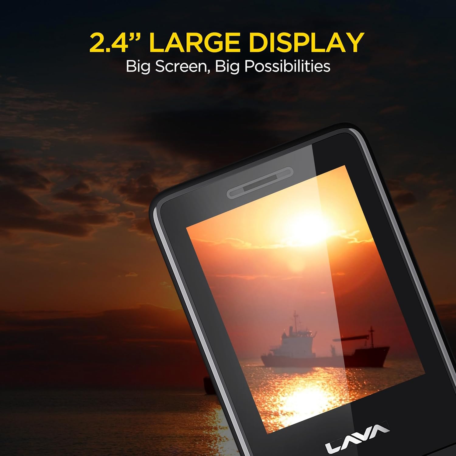 Lava A5 (2025) Dual SIM Keypad Mobile with 2.4'' Big Display | UPI Support, 1200mAh Battery | BOL Feature | Camera | Auto Call Recording | Glass Finish | and 7 Regional Languages - Black
