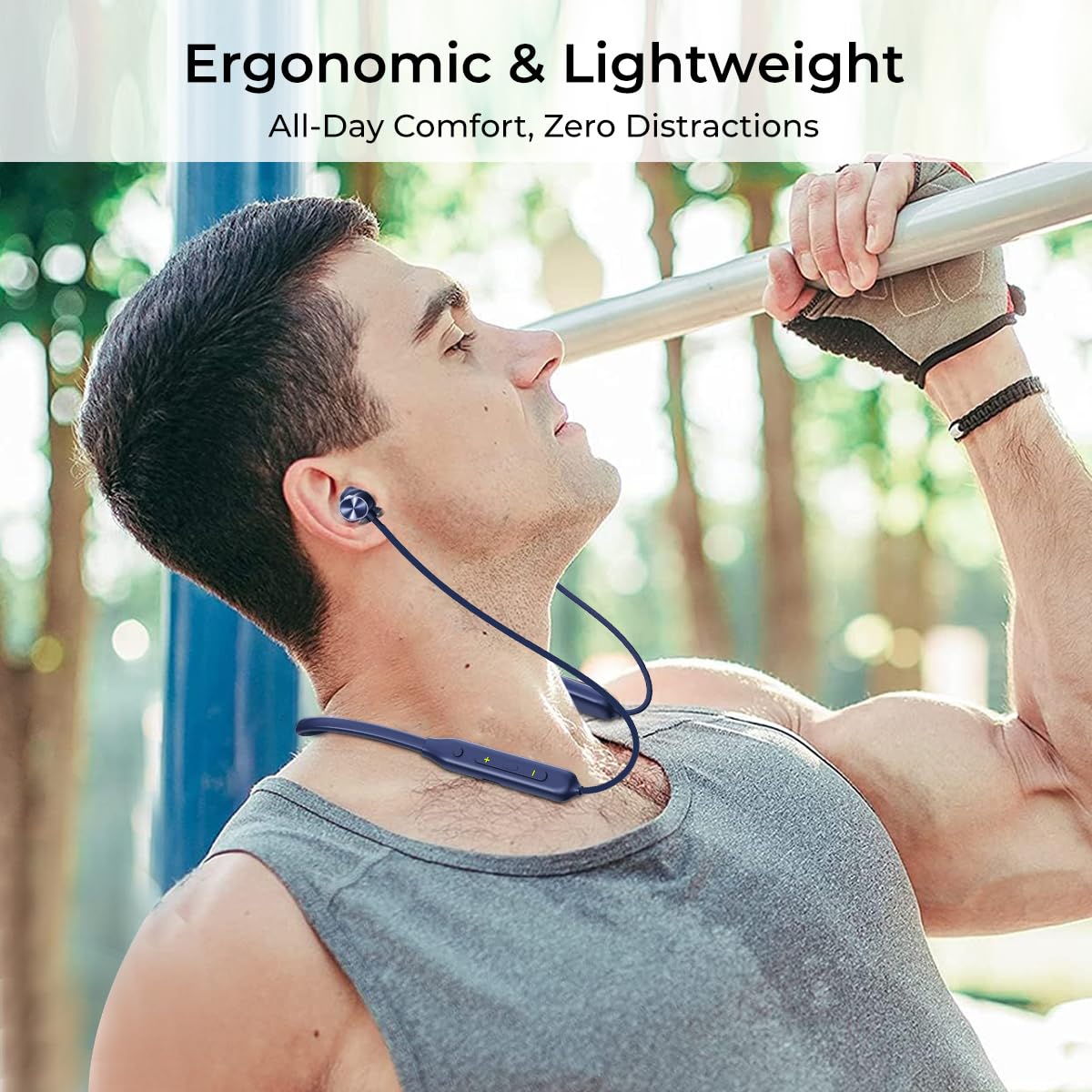 pTron Tangent Rush w/ 50Hrs Playtime, Pristine Sound, Dual-Device Pairing, Bluetooth 5.4 Wireless in-Ear Earphones with Mic, Voice Assistant, Type-C Fast Charging & IPX5 Water Resistant (Blue)