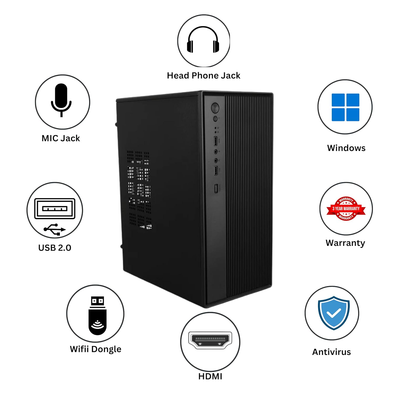 TECNICO Desktop PC, Core i7-4770, 16GB RAM, 512GB SSD, Win 11, HDMI/VGA Ports