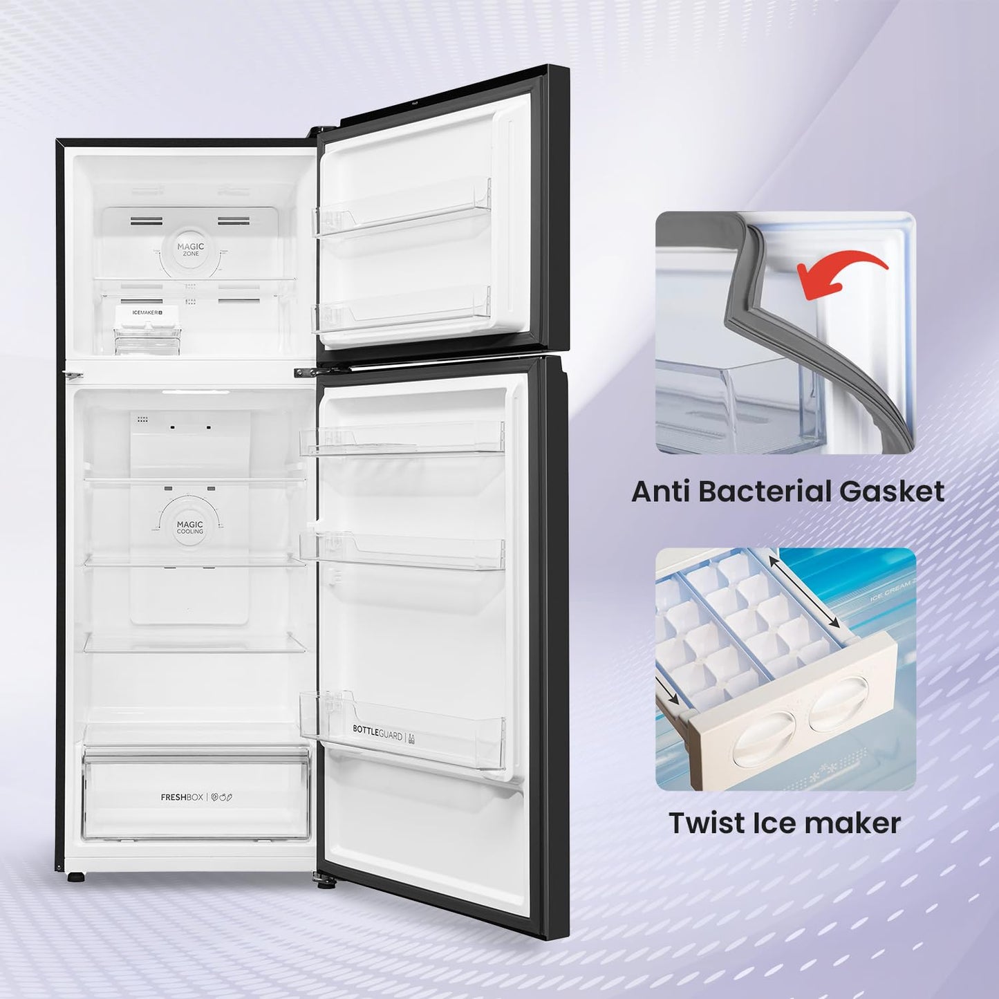 Haier 328 L, 3 Star, Convertible 10-in-1, Triple Inverter & Dual Fan Motor Technology, Frost Free Double Door Refrigerator (HEF-333GB-P, GE Black)