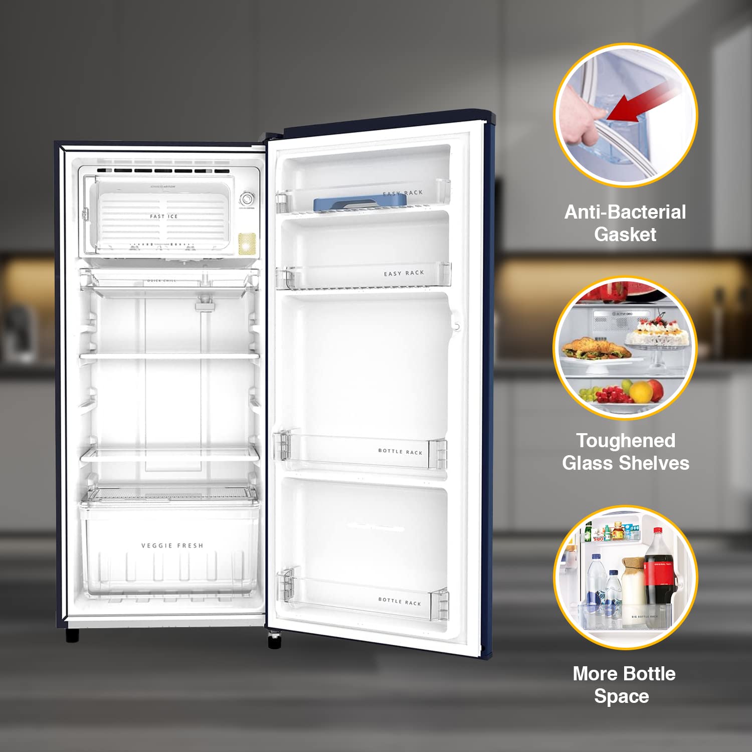 Whirlpool 184 L 3 Star Direct-Cool Single Door Refrigerator (205 WDE PRM 3S SAPPHIRE RADIANCE-Z, 2023 Model)