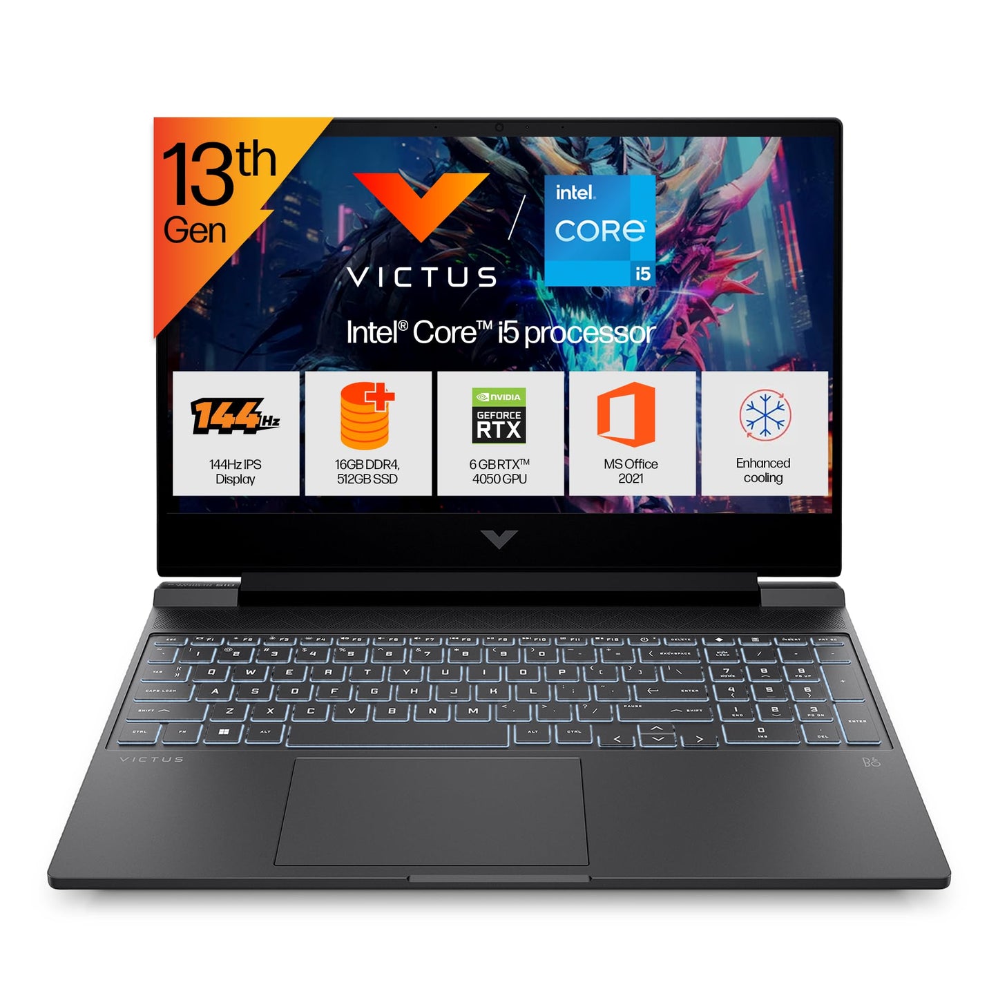 HP Smartchoice Victus, 13th Gen Intel Core i5-13420H Processor, 4GB RTX 3050, Upgrade(Upto 32GB) 16GB DDR4, 512GB SSD, FHD, 144Hz, IPS, 15.6’’/39.6cm, Win11, Office24, Blue, 2.29kg, fa2190TX Laptop