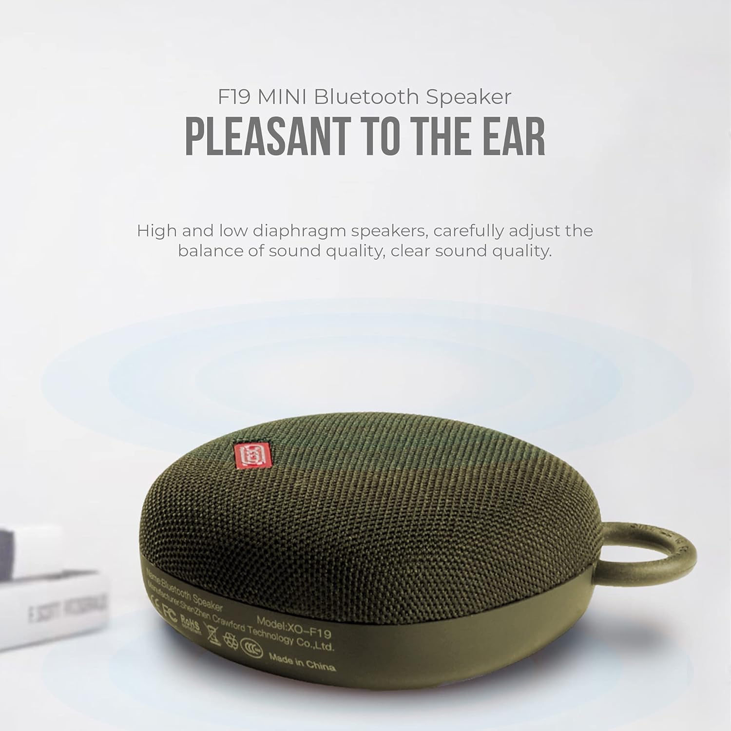 XO F19 Mini Portable Bluetooth Speaker with HD Sound Quality, Bluetooth v5.0, Up to 400mAh Battery & High-Definition Microphone Support TF Card - Green