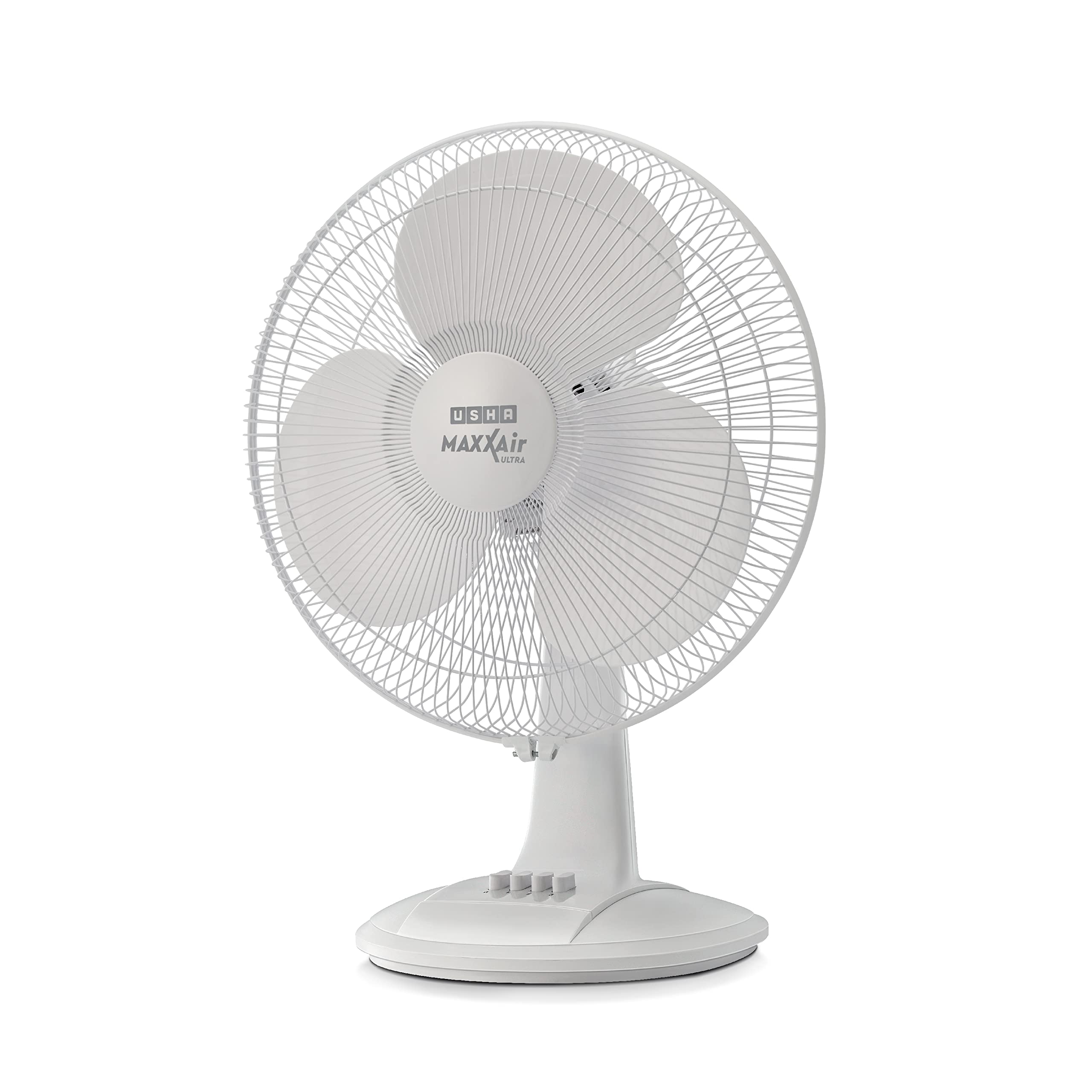 USHA Maxx Air Ultra Table Fan | 400MM Sweep Size | 1350_RPM | Aerodynamic Blade Design for High Air Delivery | Corrosion Protection with Plastic Blades | 3 Speed Settings | Light Blue