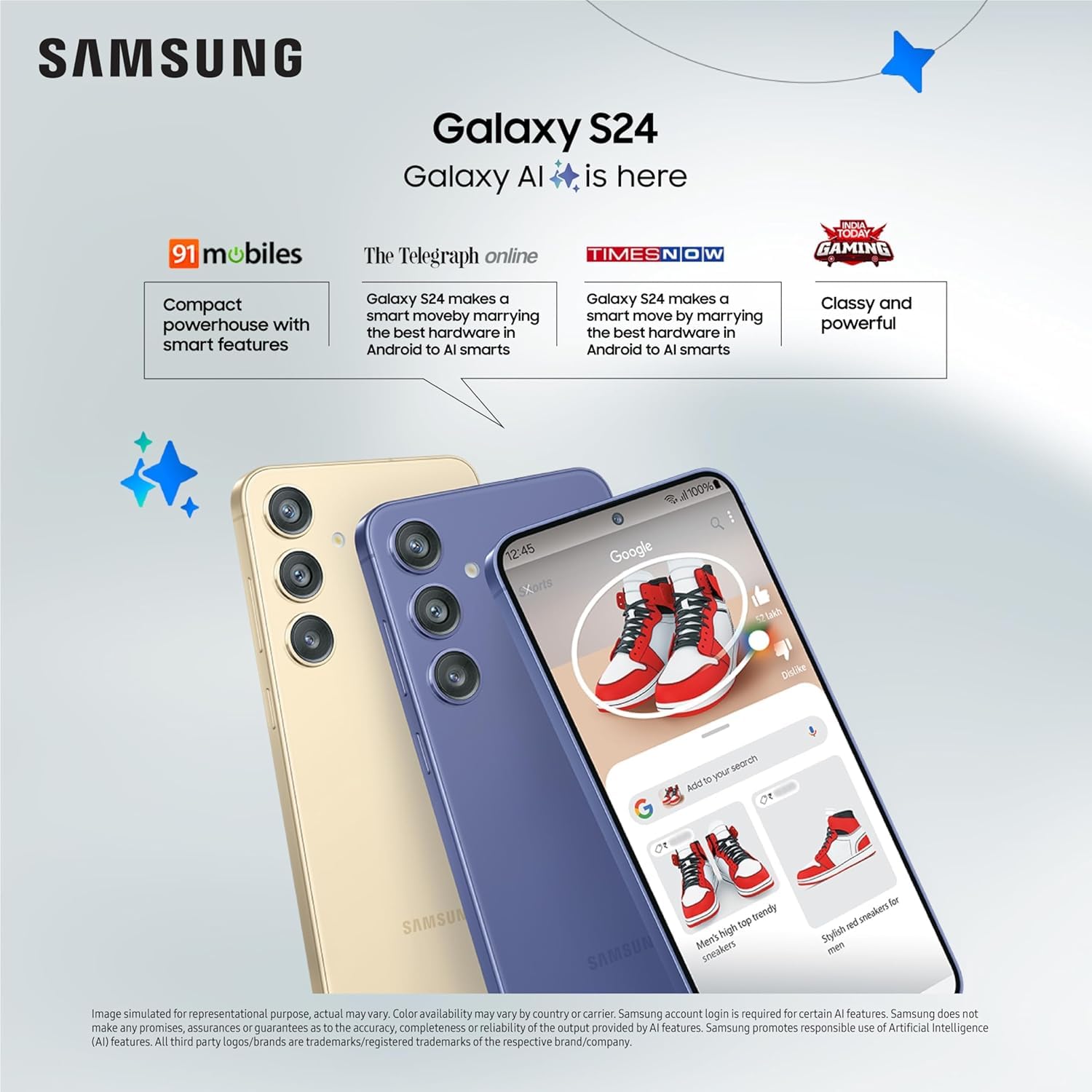 Samsung Galaxy S24 5G AI Smartphone (Amber Yellow, 8GB, 128GB Storage) with Other Offers