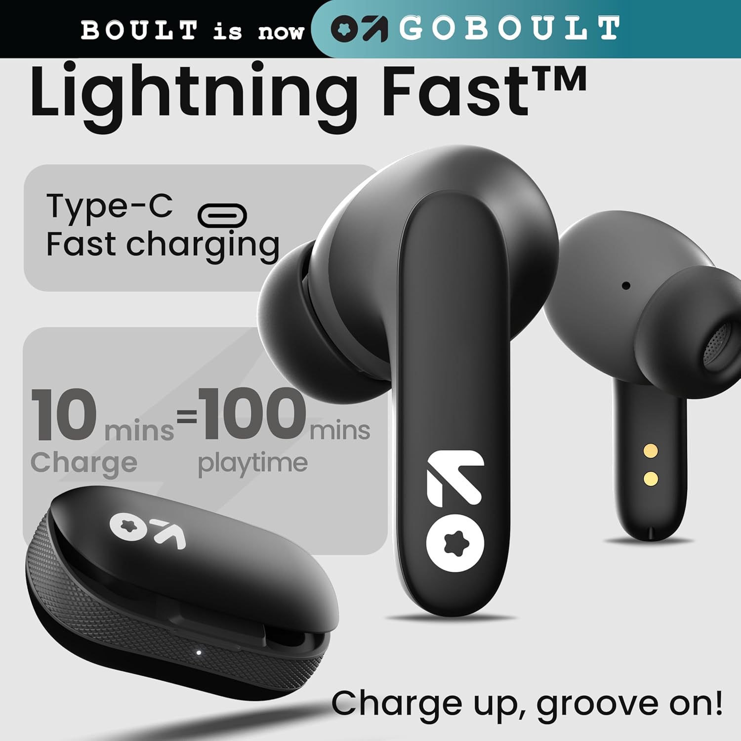 Boult GOBOULT Z20 Truly Wireless Bluetooth Ear Buds with 51H Playtime,Zen Calling ENC Mic,Made in India,Low Latency Gaming,Touch Controls,Rich Bass Drivers,TWS Earbuds Bluetooth Wireless(Jet Black)