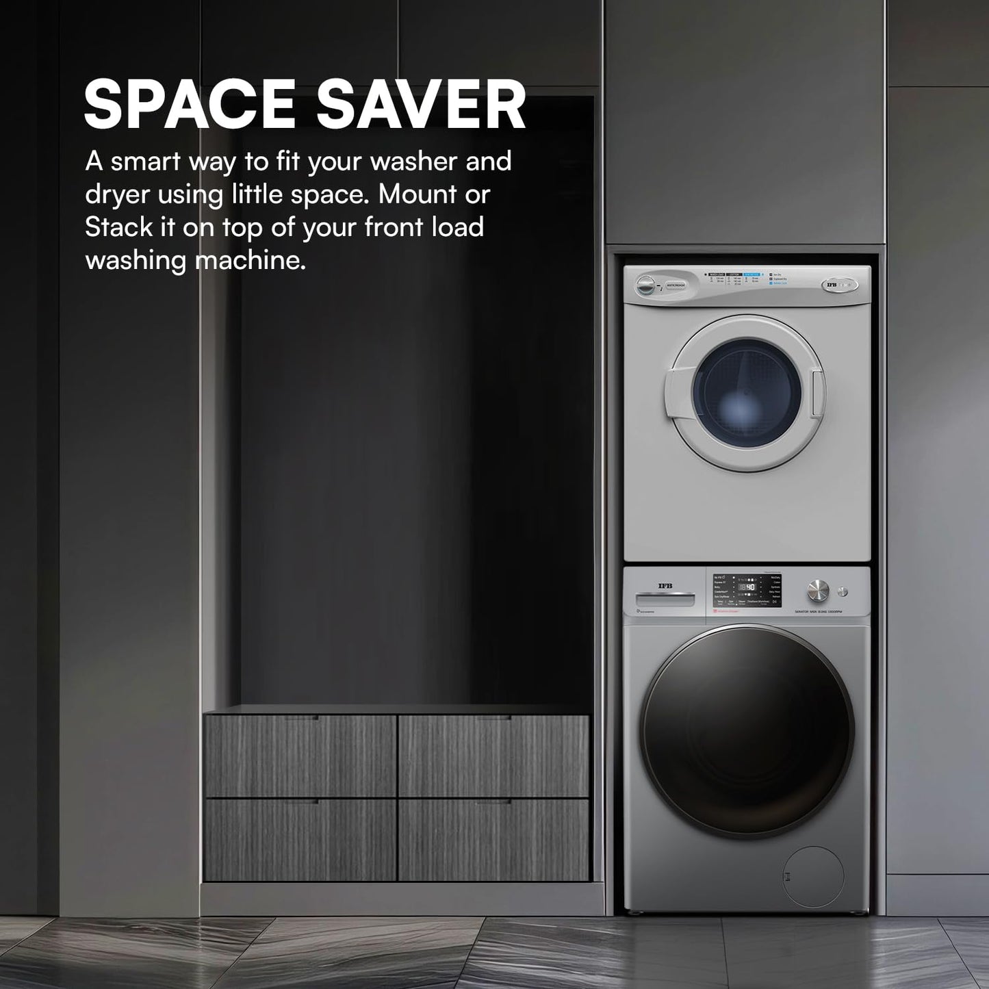 IFB 5.5 kg Fully-automatic Dryer (TURBO DRY EX, Silver, Wall Mountable,Anti crease)